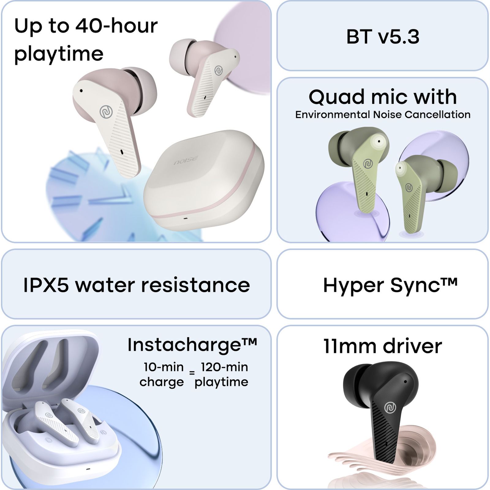 noise Buds VS102 Neo TWS Earbuds with Environmental Noise Cancellation (IPX5 Water Resistant, Instacharge, Pearl Pink) noise Buds VS102 Neo TWS Earbuds with Environmental Noise Cancellation (IPX5 Water Resistant, Instacharge, Pearl Pink)_8