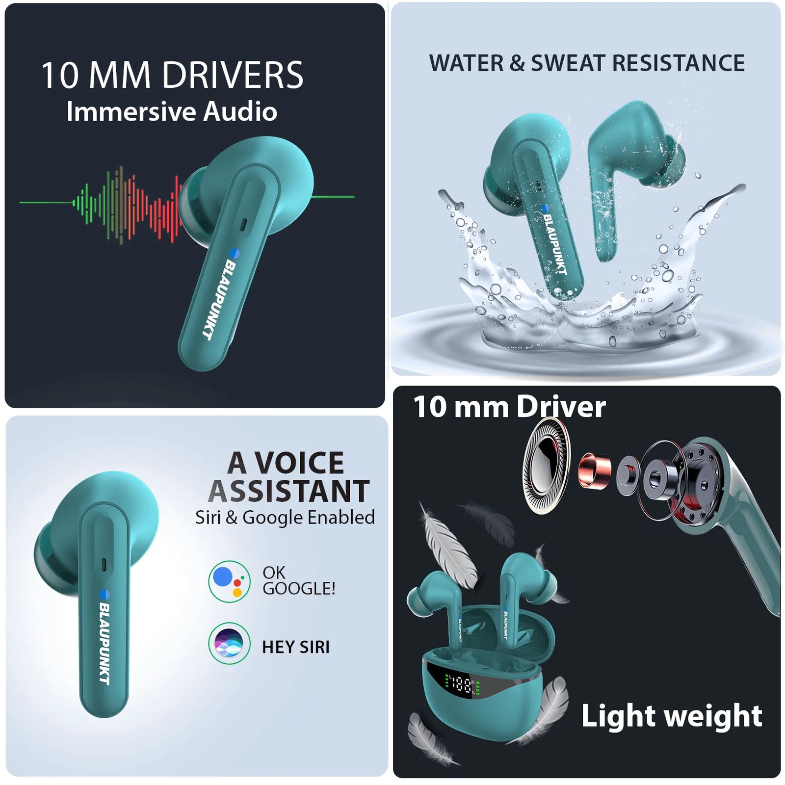 Blaupunkt BTW20 TWS Earbuds (IPX5 Water Resistant, Turbovolt Charging, Green)_7