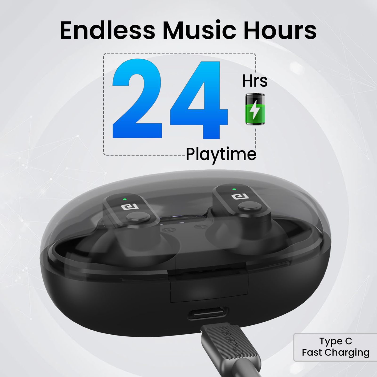 PORTRONICS Harmonics Twins S16 POR2228 TWS Earbuds (IPX5 Water & Sweat Resistant, Deep Bass Technology, Black)_5