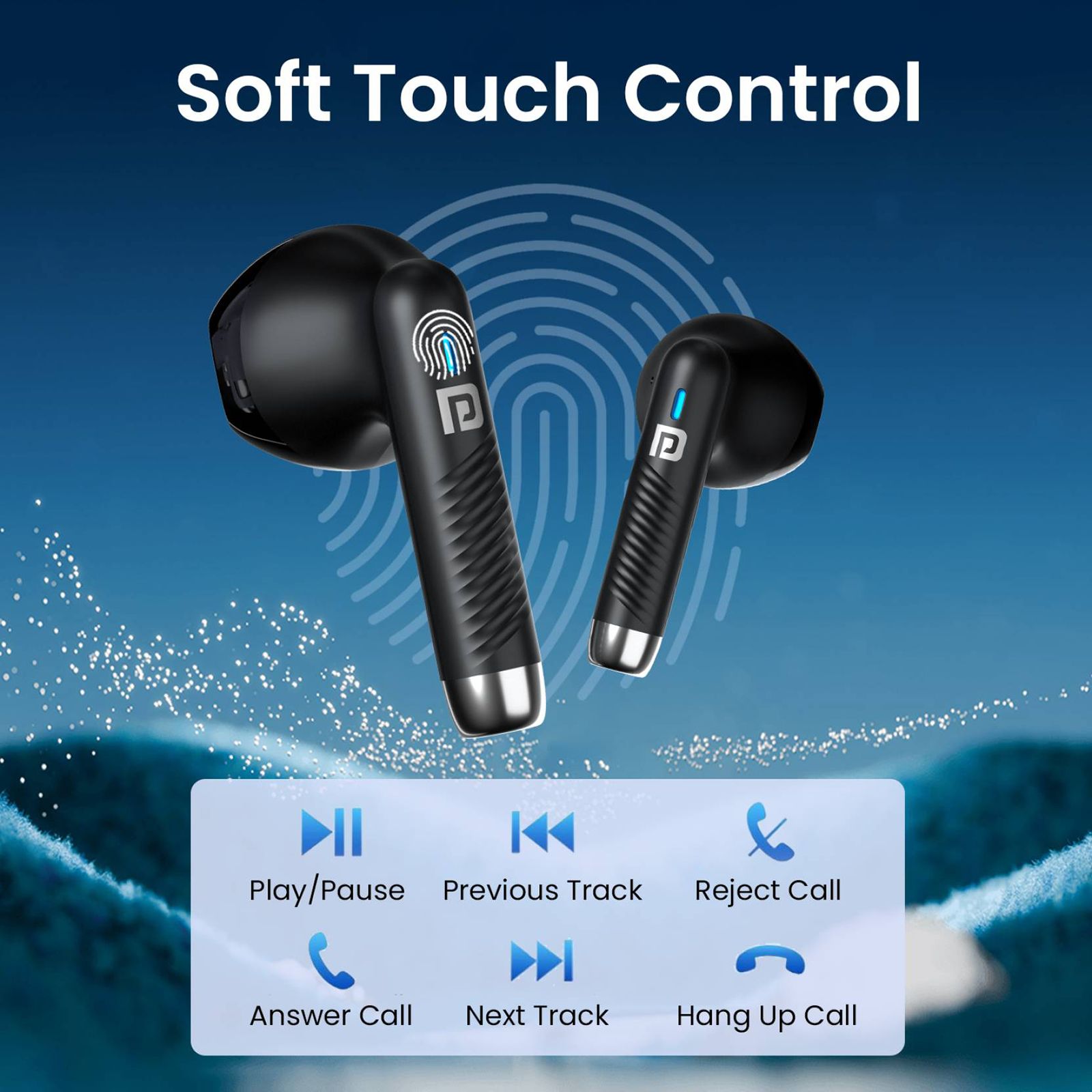 PORTRONICS Harmonics Twins S12 POR2389 TWS Earbuds (IPX5 Water Resistant, Deep Bass Technology, Black)_7