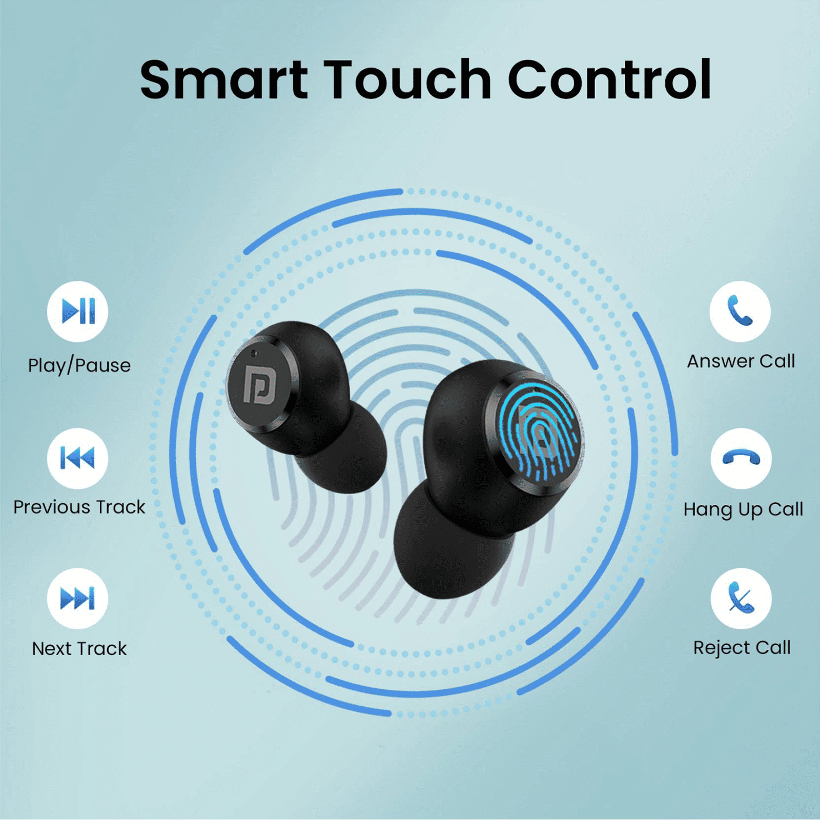 PORTRONICS Harmonics Twins S13 POR2225 TWS Earbuds (IPX5 Water & Sweat Resistant, Deep Bass Technology, Black)_8
