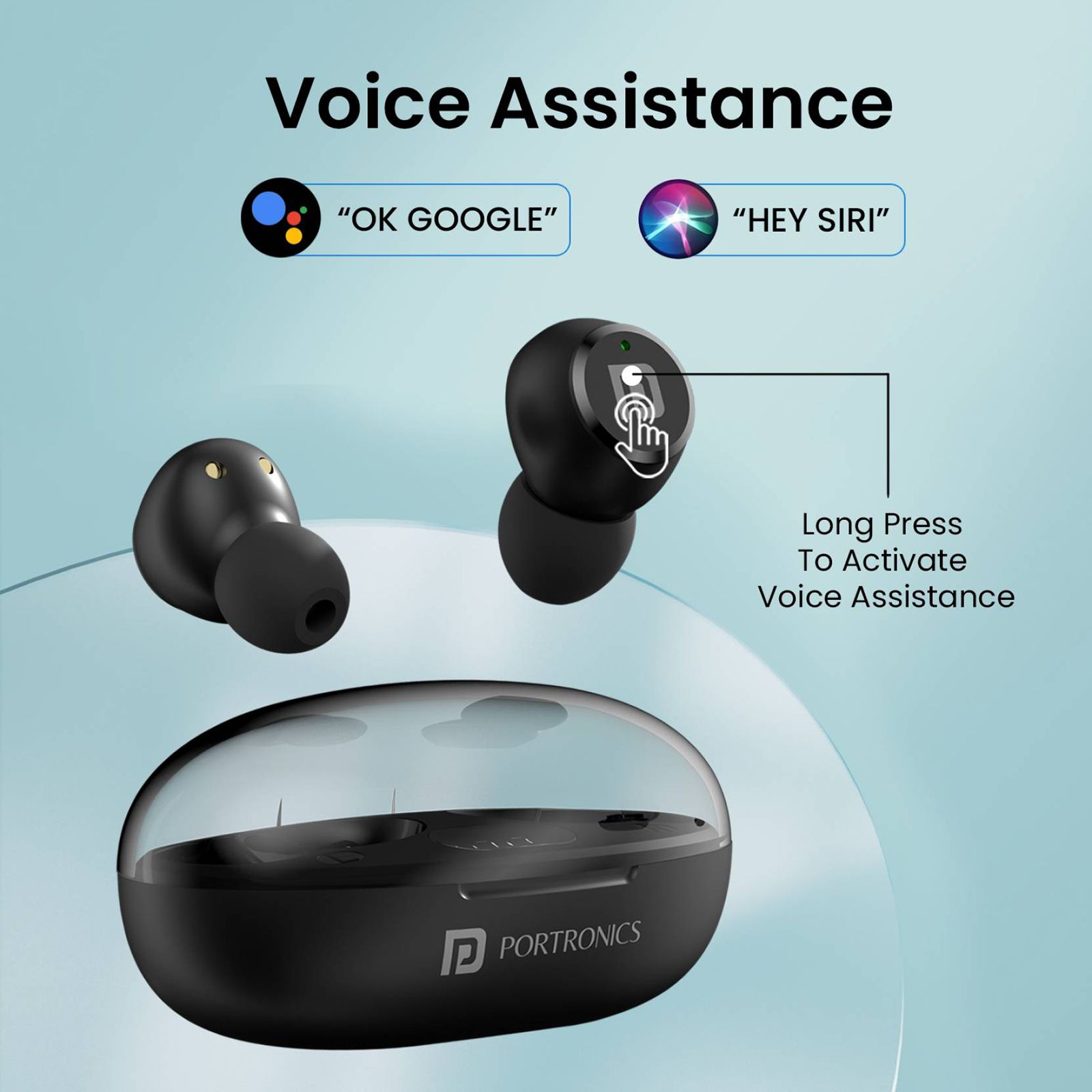 PORTRONICS Harmonics Twins S13 POR2225 TWS Earbuds (IPX5 Water & Sweat Resistant, Deep Bass Technology, Black)_9