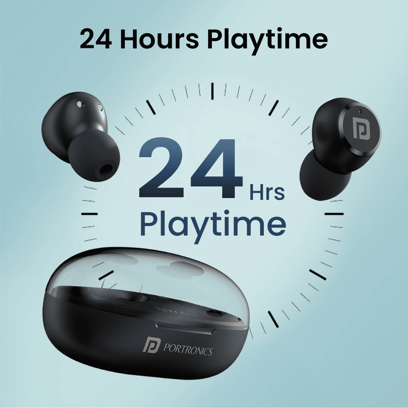 PORTRONICS Harmonics Twins S13 POR2225 TWS Earbuds (IPX5 Water & Sweat Resistant, Deep Bass Technology, Black)_3