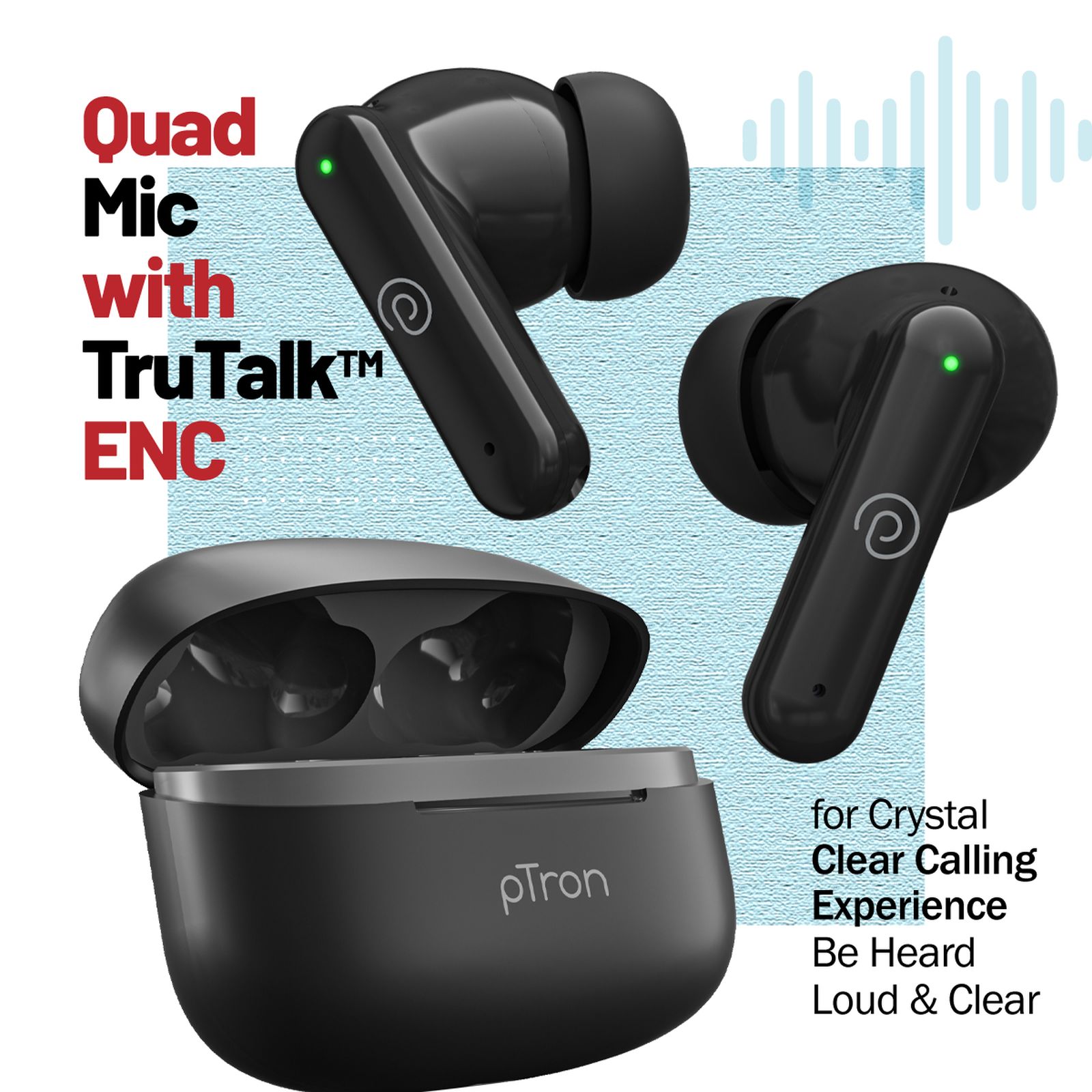 pTron Basspods Sync TWS Earbuds with Passive Noise Cancellation (IPX5 Water Resistant, Crystal Clear Stereo Call, Black)_9