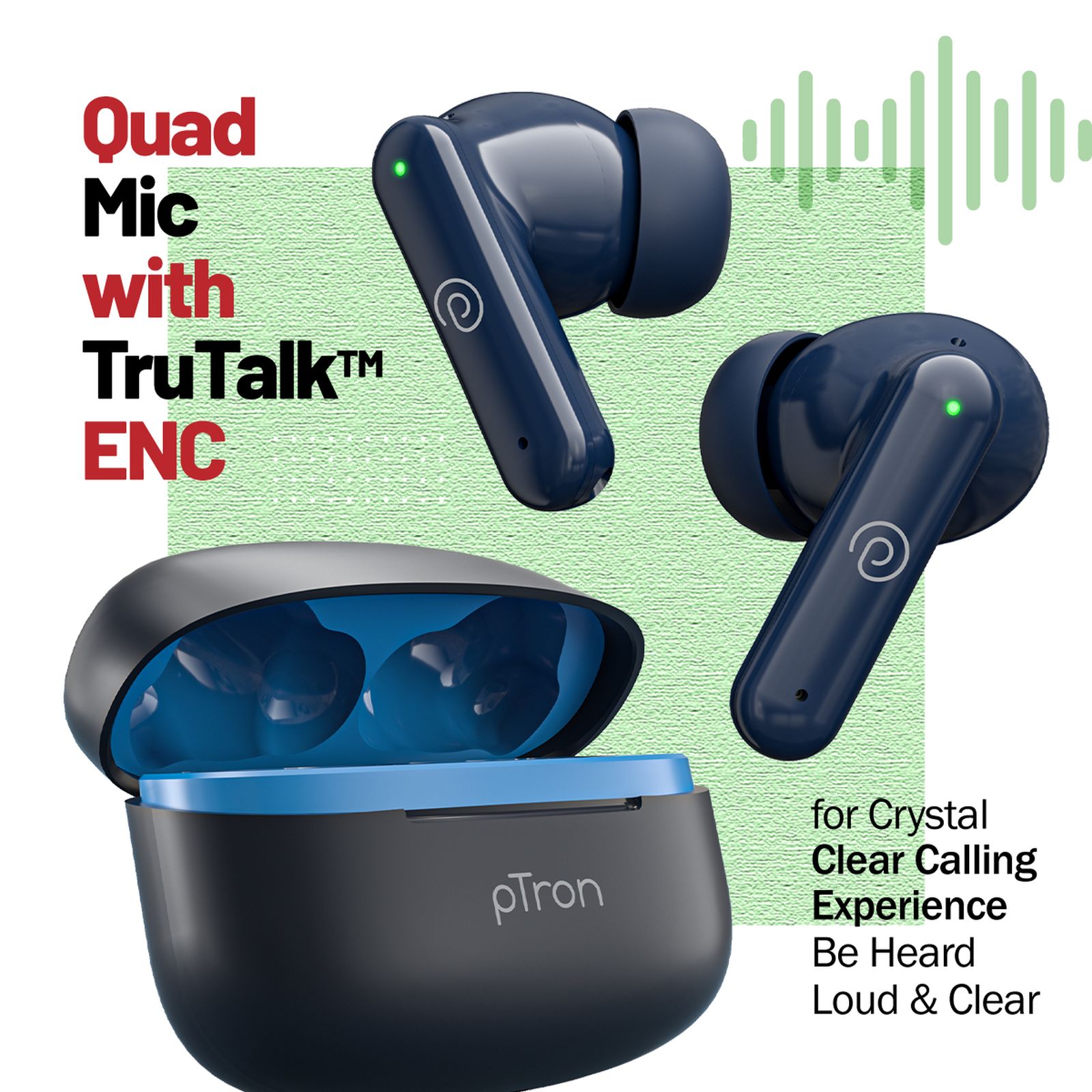 pTron Basspods Sync TWS Earbuds with Passive Noise Cancellation (IPX5 Water Resistant, Crystal Clear Stereo Call, Blue)_3