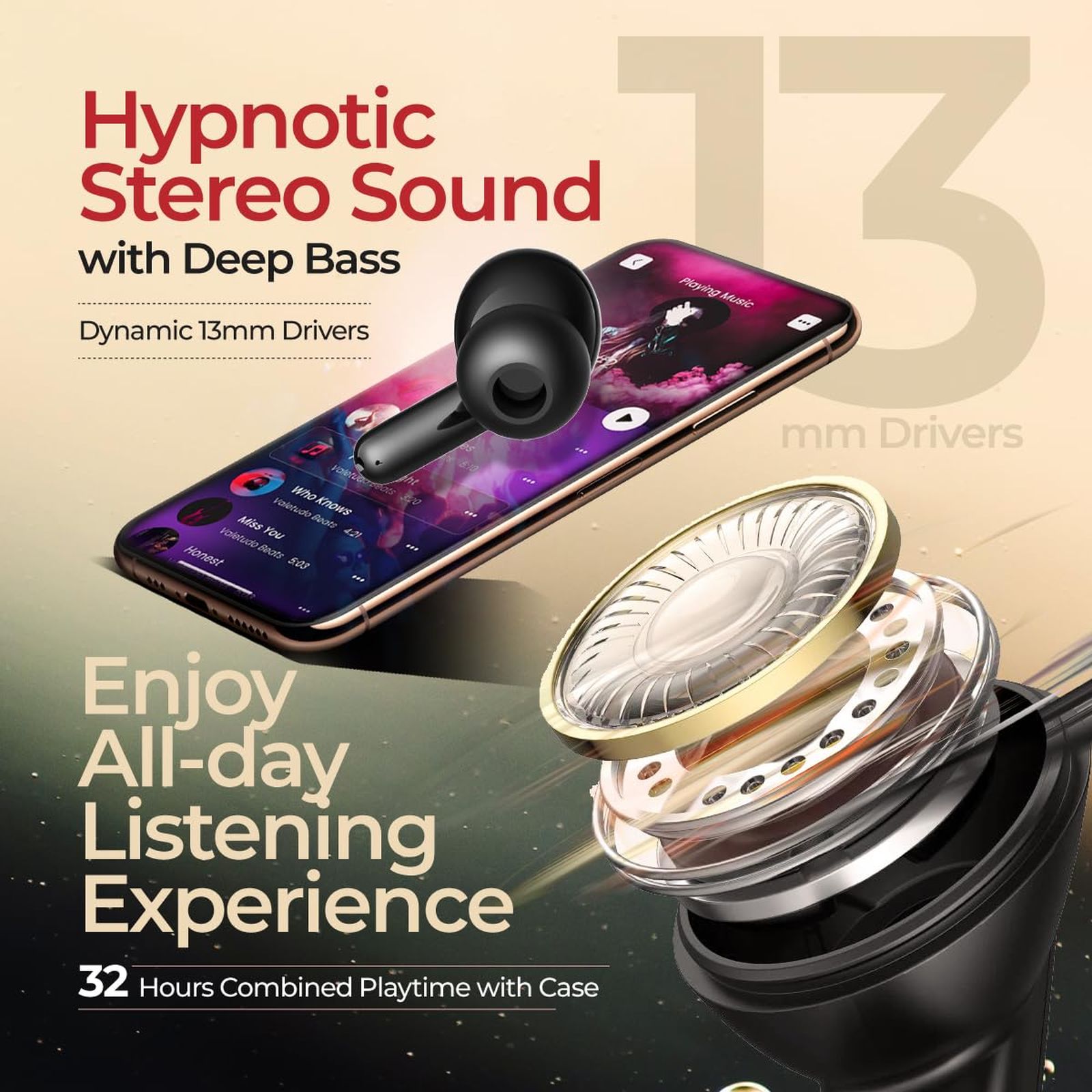 pTron Zenbuds Evo TWS Earbuds with Environmental Noise Cancellation (IPX5 Water Resistant, Immersive Stereo Sound, Black)_6
