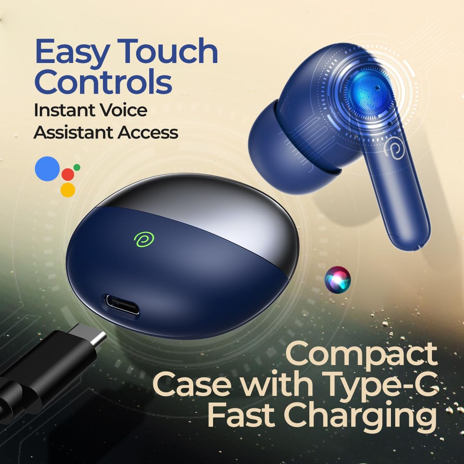 pTron Zenbuds Evo TWS Earbuds with Environmental Noise Cancellation (IPX5 Water Resistant, Immersive Stereo Sound, Blue)_4