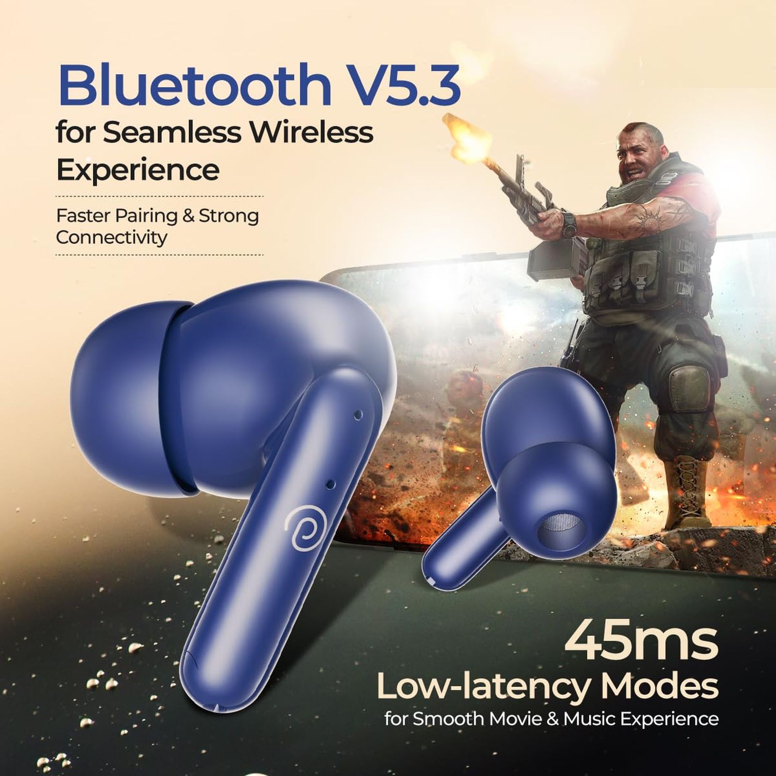 pTron Zenbuds Evo TWS Earbuds with Environmental Noise Cancellation (IPX5 Water Resistant, Immersive Stereo Sound, Blue)_5