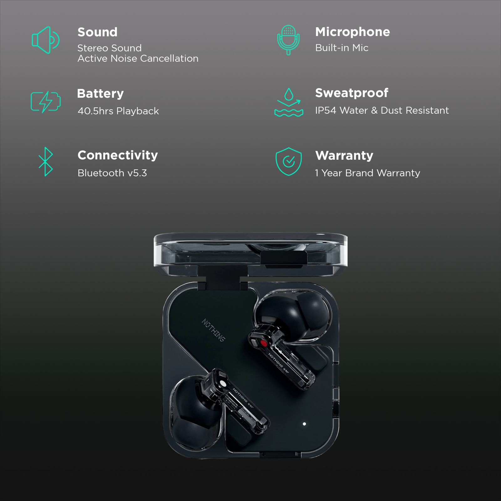 Nothing Ear TWS Earbuds with Active Noise Cancellation (IP54 Water Resistant, Deep Bass, Black) Nothing Ear TWS Earbuds with Active Noise Cancellation (IP54 Water Resistant, Deep Bass, Black)_2