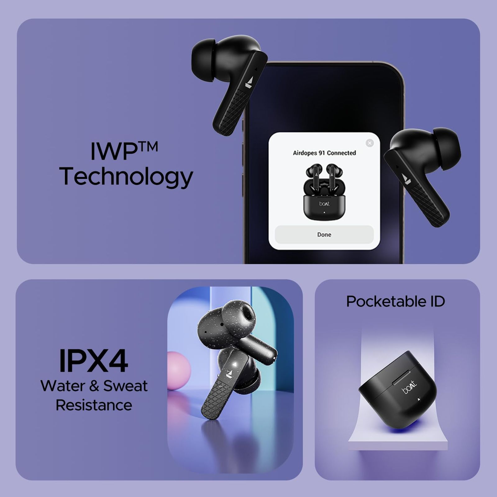 boAt Airdopes 91 TWS Earbuds with Environmental Noise Cancellation (IPX5 Water Resistant, ASAP Charge, Active Black) boAt Airdopes 91 TWS Earbuds with Environmental Noise Cancellation (IPX5 Water Resistant, ASAP Charge, Active Black)_9