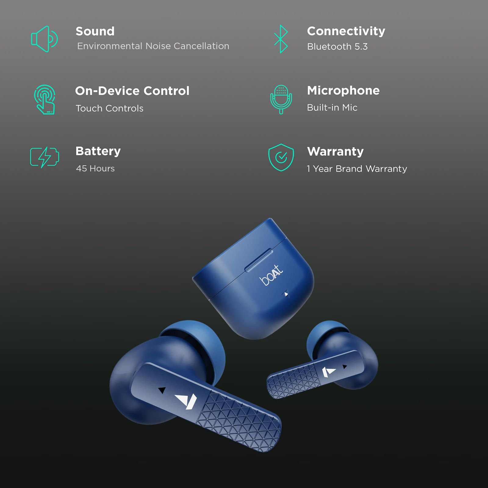 boAt Airdopes 91 TWS Earbuds with Environmental Noise Cancellation (IPX5 Water Resistant, ASAP Charge, Starry Blue) boAt Airdopes 91 TWS Earbuds with Environmental Noise Cancellation (IPX5 Water Resistant, ASAP Charge, Starry Blue)_2
