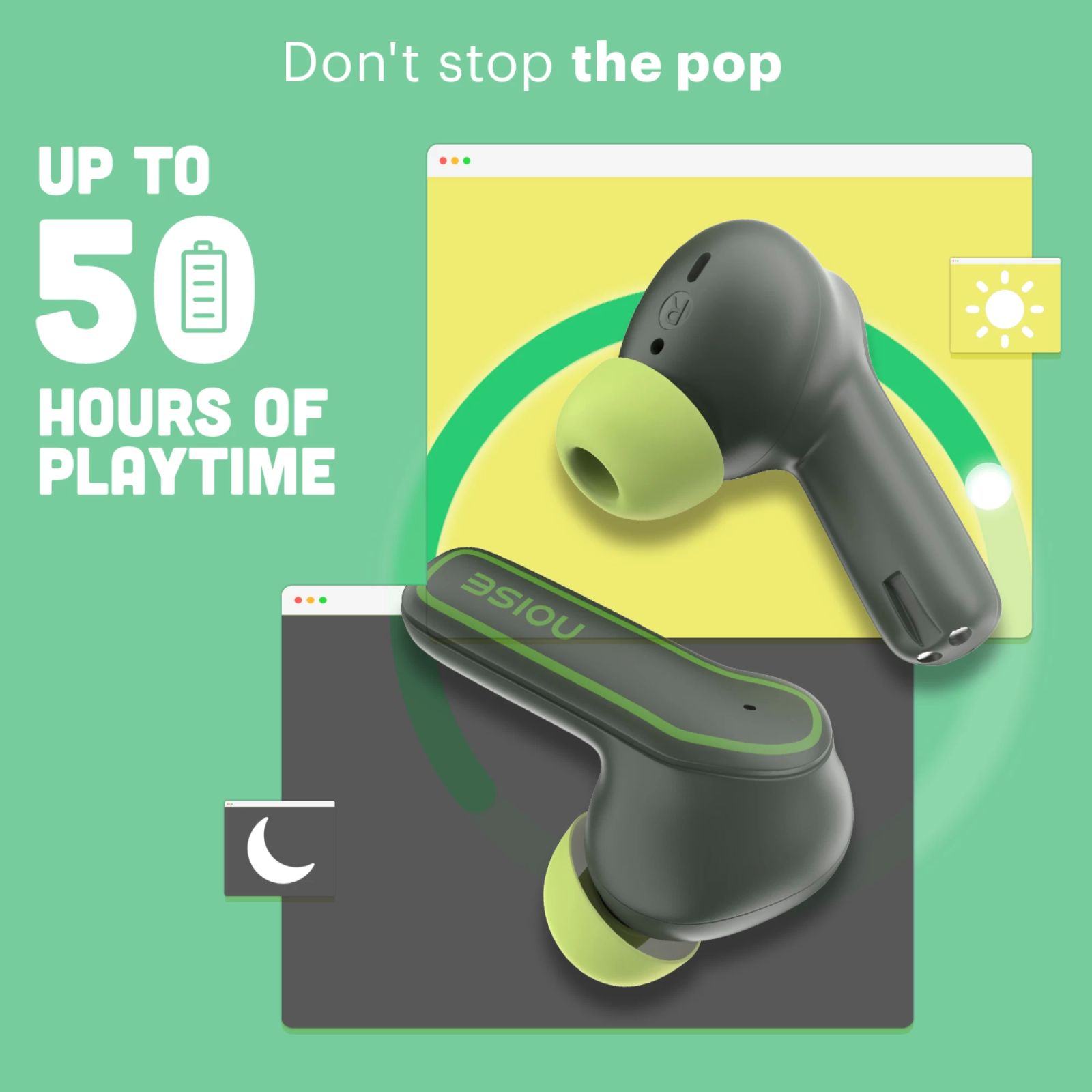 noise Pop Buds TWS Earbuds with Environmental Noise Cancellation (IPX5 Water Resistant, Hyper Sync, Moon Pop) noise Pop Buds TWS Earbuds with Environmental Noise Cancellation (IPX5 Water Resistant, Hyper Sync, Moon Pop)_6