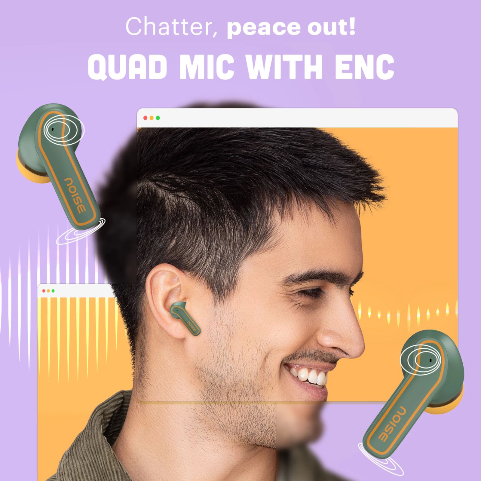 noise Pop Buds TWS Earbuds with Environmental Noise Cancellation (IPX5 Water Resistant, Hyper Sync, Forest Pop)_5