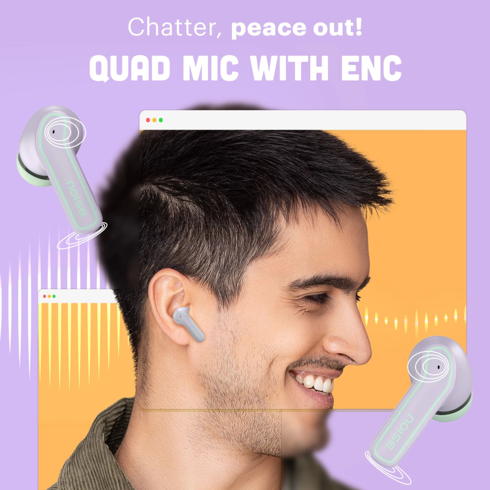 noise Pop Buds TWS Earbuds with Environmental Noise Cancellation (IPX5 Water Resistant, Hyper Sync, Lilac Pop)_7