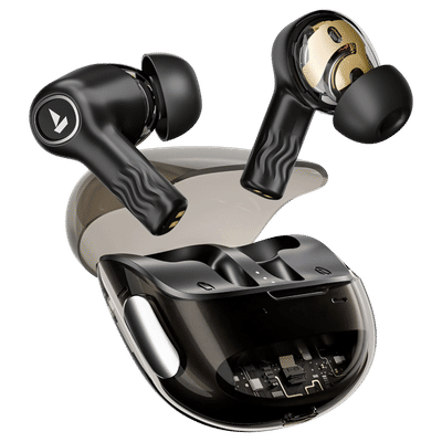 boAt Nirvana Crystl TWS Earbuds with Active Noise Cancellation (IPX4 Water Resistant, Adaptive EQ by Mimi, Quantum Black)