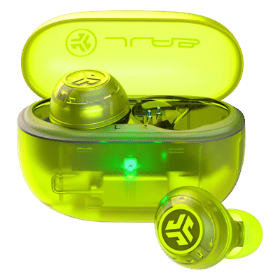 JLAB Go Pop ANC TWS Earbuds with Active Noise Cancellation (IP55 Sweat and Splashproof, Google Fast Pair, Transparent Neon Green)