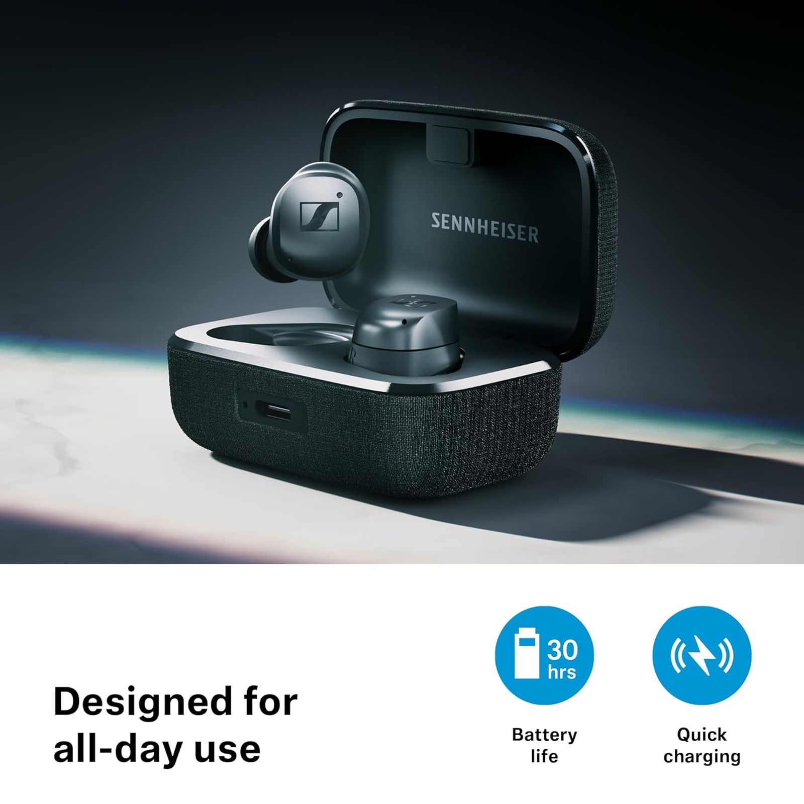 SENNHEISER MOMENTUM True Wireless 4 700366 TWS Earbuds with Adaptive Noise Cancellation (IP54 Dust & Splash Resistant, Auracast Support, White Silver) SENNHEISER MOMENTUM True Wireless 4 700366 TWS Earbuds with Adaptive Noise Cancellation (IP54 Dust & Splash Resistant, Auracast Support, White Silver)_3