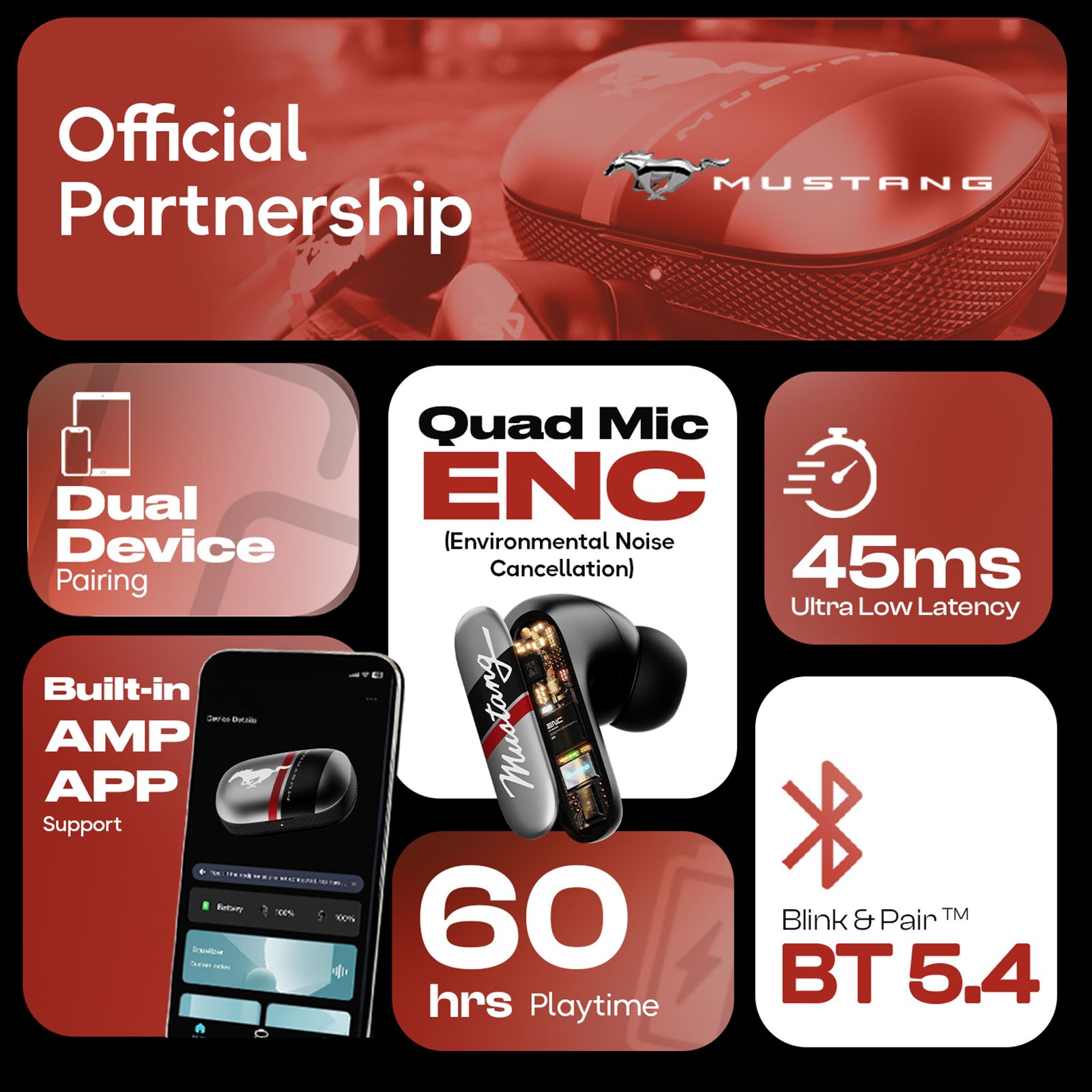 GOBOULT Mustang Dyno TWS Earbuds with Environmental Noise Cancellation (IPX5 Water Resistant, Fast Charging, Dyno Silver)_8