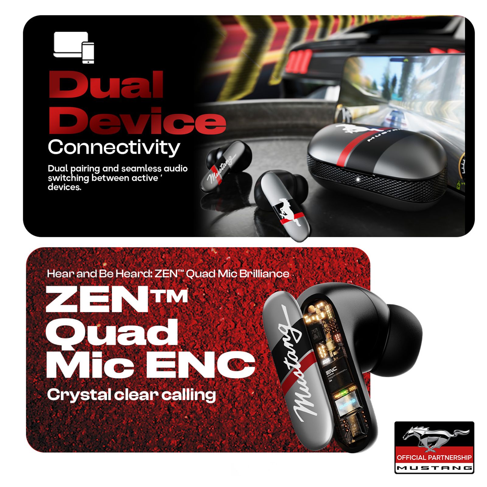 GOBOULT Mustang Dyno TWS Earbuds with Environmental Noise Cancellation (IPX5 Water Resistant, Fast Charging, Dyno Silver)_5