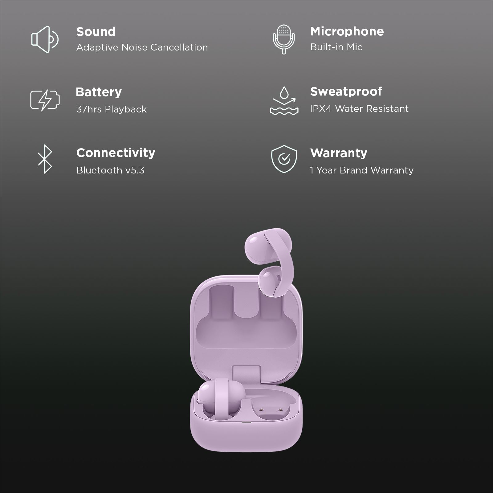 SONY LinkBuds Clip Series WF-LC900/VZ IN TWS Earbuds with Adaptive Noise Cancellation (IPX4 Water Resistant, AI Voice Pickup, Lavender) SONY LinkBuds Clip Series WF-LC900/VZ IN TWS Earbuds with Adaptive Noise Cancellation (IPX4 Water Resistant, AI Voice Pickup, Lavender)_2