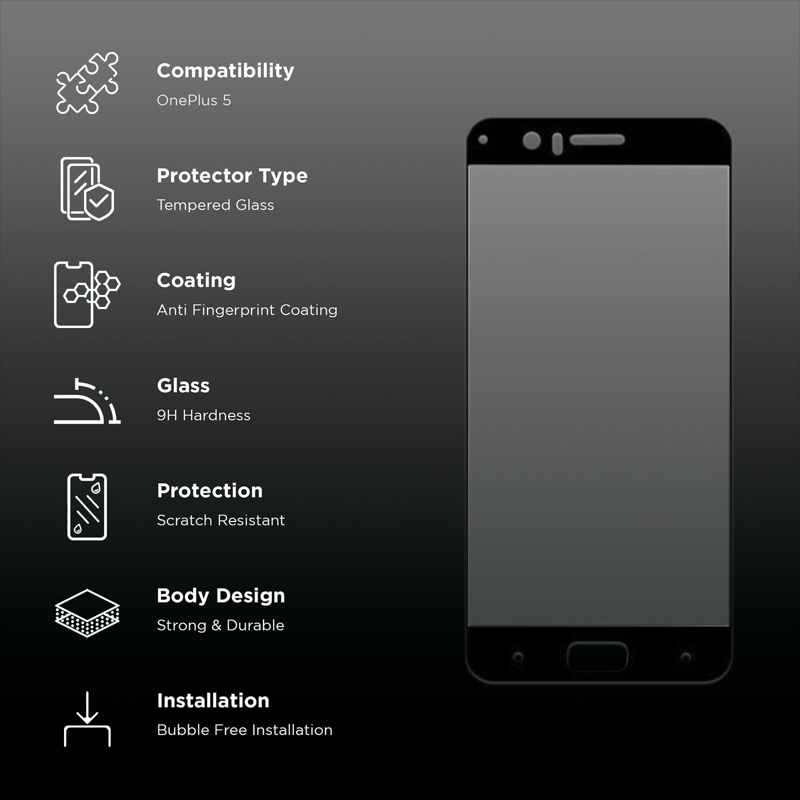 stuffcool Mighty 2.5D Tempered Glass for OnePlus 5 (9H Hardness) stuffcool Mighty 2.5D Tempered Glass for OnePlus 5 (9H Hardness)_2