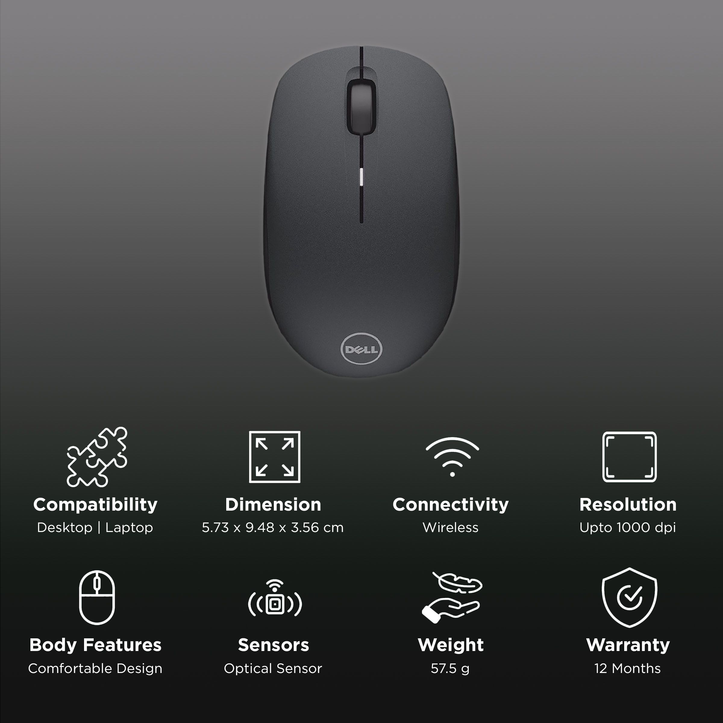 DELL WM126 2.4GHz Wireless Optical Performance Mouse (1000 DPI, Comfortable Design, Black) DELL WM126 2.4GHz Wireless Optical Performance Mouse (1000 DPI, Comfortable Design, Black)_2