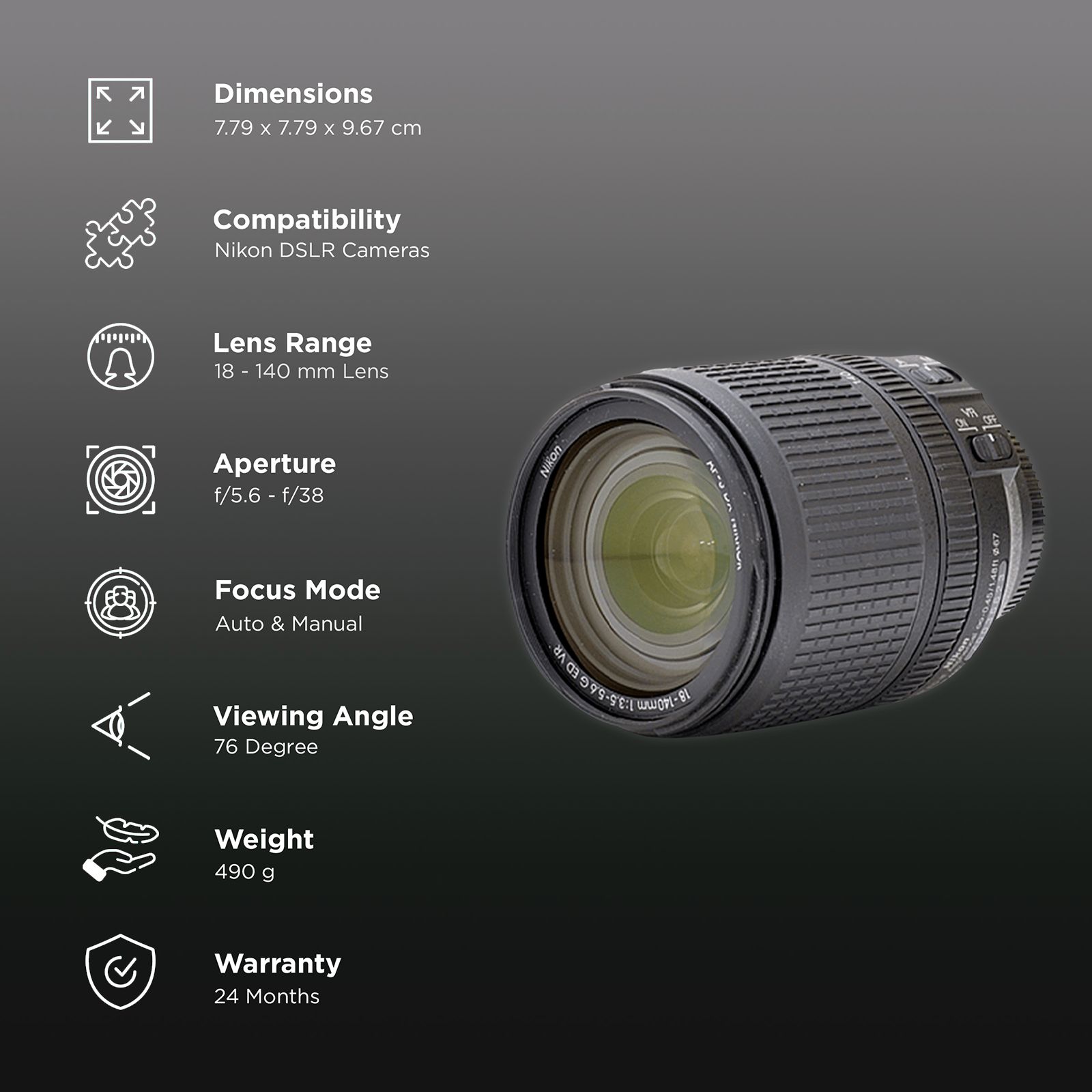 Nikon AF-S DX NIKKOR 18-140mm f/3.5 - f/5.6 Telephoto Zoom Lens for Nikon F Mount (Silent Wave Motor) Nikon AF-S DX NIKKOR 18-140mm f/3.5 - f/5.6 Telephoto Zoom Lens for Nikon F Mount (Silent Wave Motor)_1
