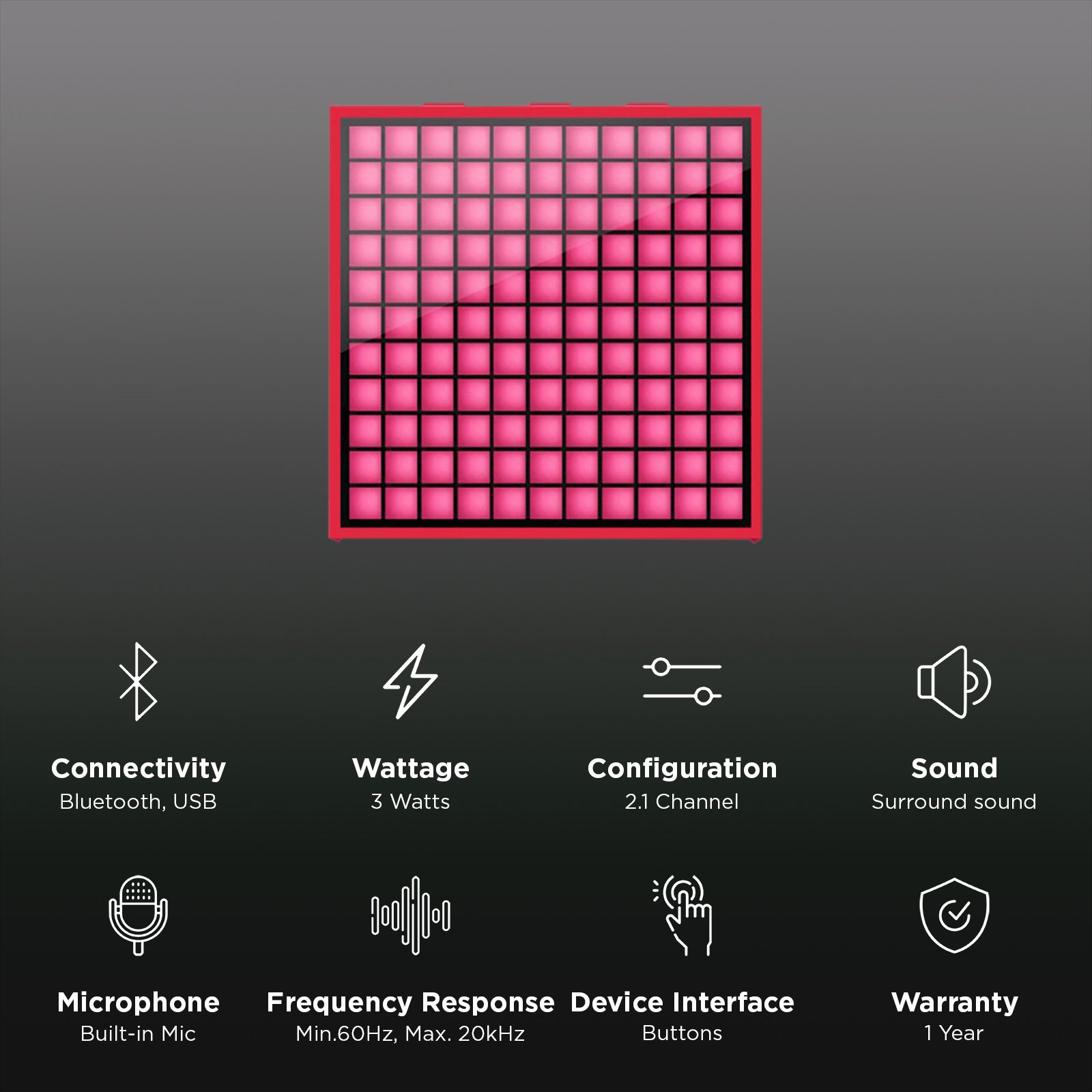 Divoom TimeBox Mini with Built-in Mic for Voice Memo Smart Speaker (Smart Alarm, Red)_3