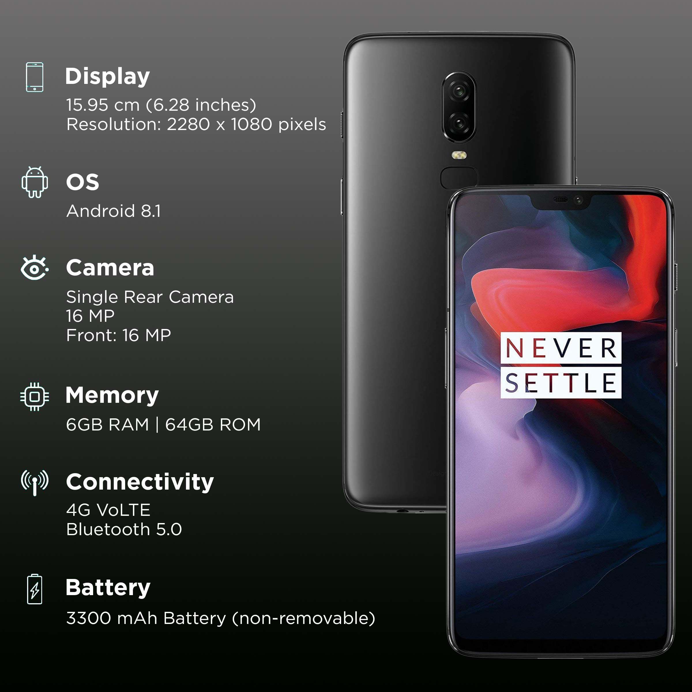 Refurbished OnePlus 6 (6GB RAM, 64GB, Mirror Black) Refurbished OnePlus 6 (6GB RAM, 64GB, Mirror Black)_3