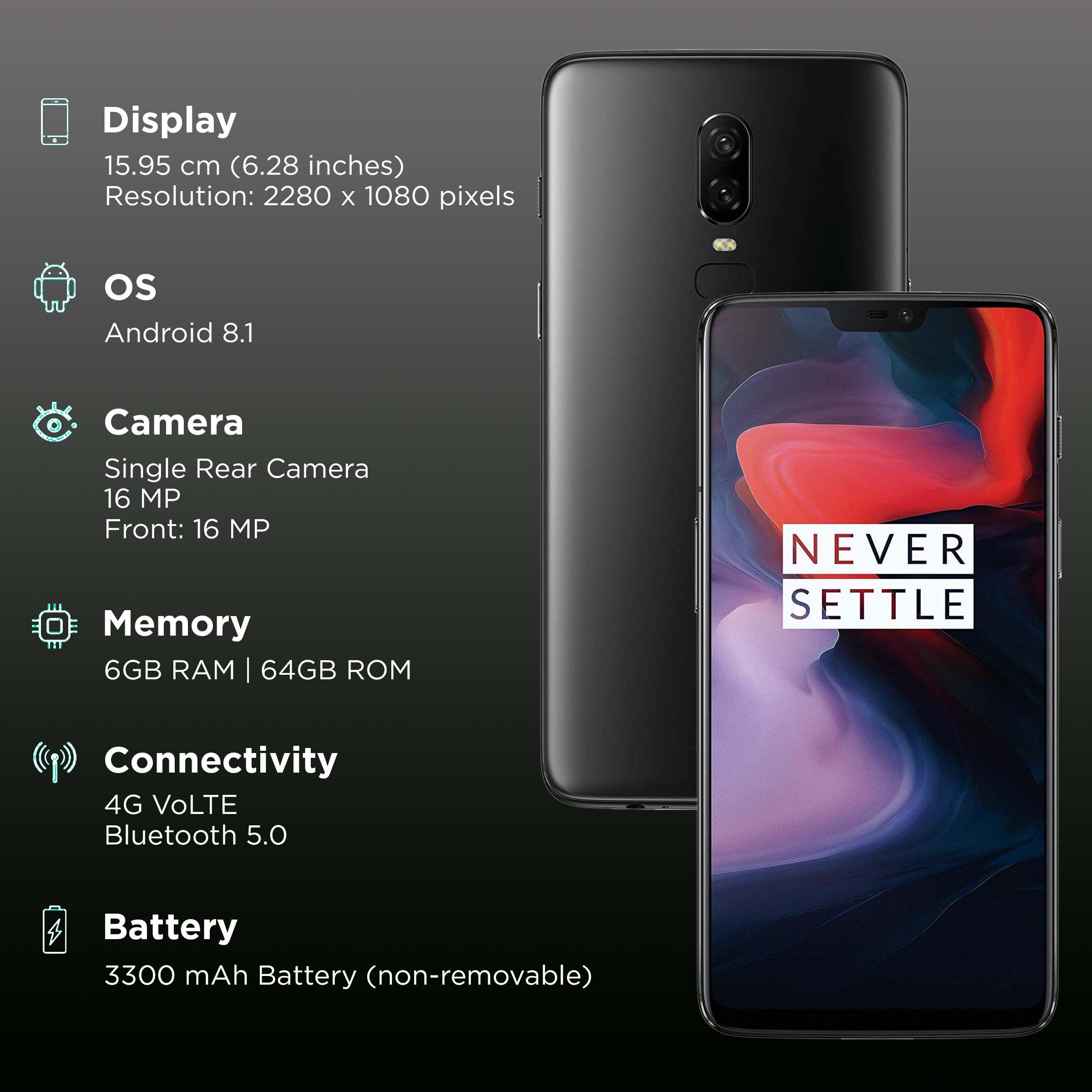 Refurbished OnePlus 6 (6GB RAM, 64GB, Mirror Black) Refurbished OnePlus 6 (6GB RAM, 64GB, Mirror Black)_3