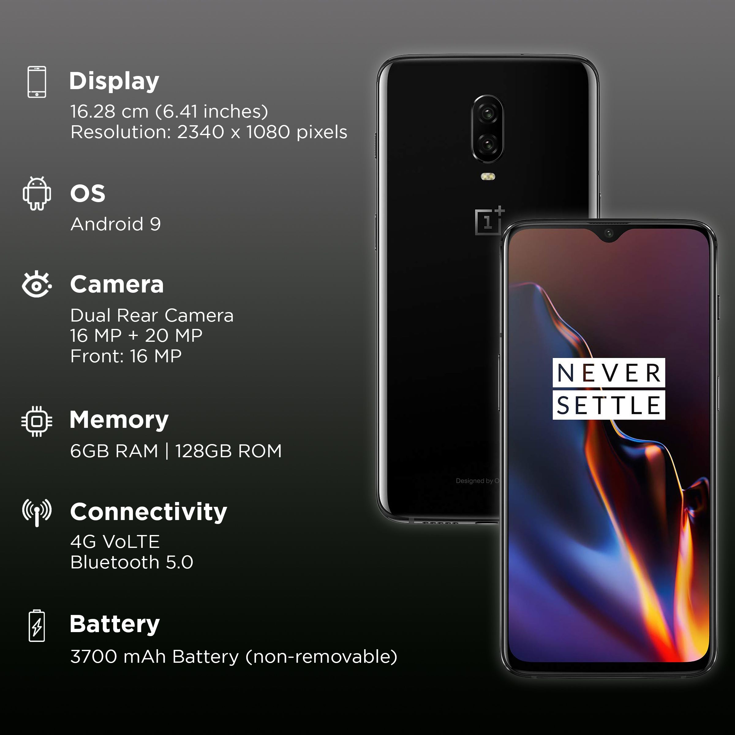 Refurbished OnePlus 6T (6GB RAM, 128GB, Mirror Black)_3
