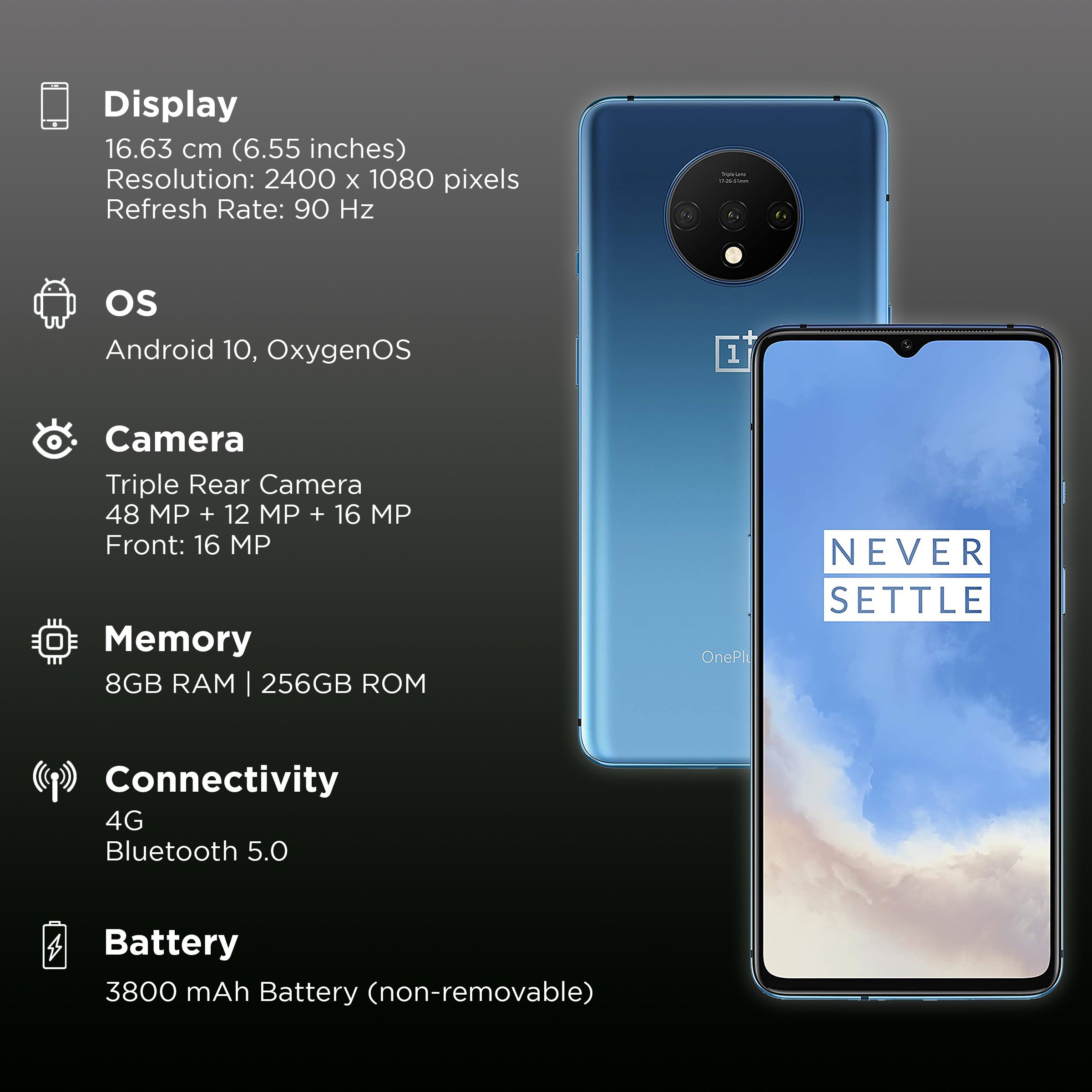 Refurbished OnePlus 7T (8GB RAM, 256GB, Glacier Blue)_3