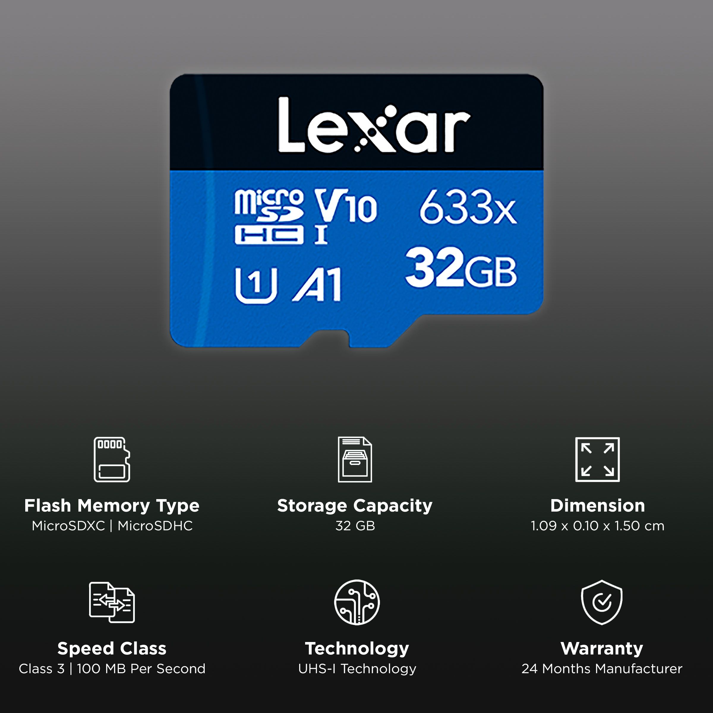 Lexar 633x BLUE Series MicroSDHC 32GB Class 10 100MB/s Memory Card Lexar 633x BLUE Series MicroSDHC 32GB Class 10 100MB/s Memory Card_3
