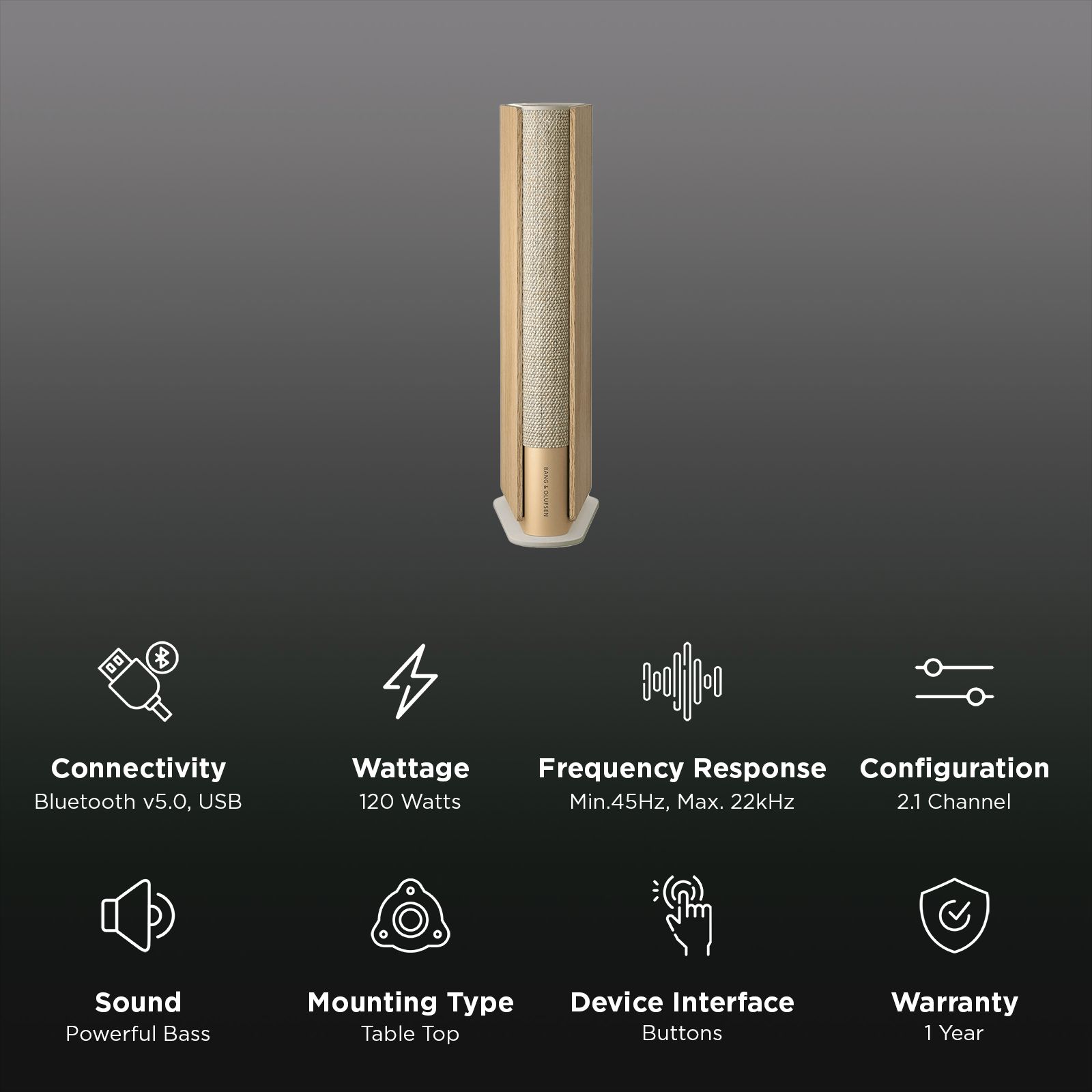 Bang & Olufsen Beosound Emerge 120 W Bluetooth Speaker (180-degree Sound, Powerful Bass, 2.1 Chanel, Gold Tone) Bang & Olufsen Beosound Emerge 120 W Bluetooth Speaker (180-degree Sound, Powerful Bass, 2.1 Chanel, Gold Tone)_2
