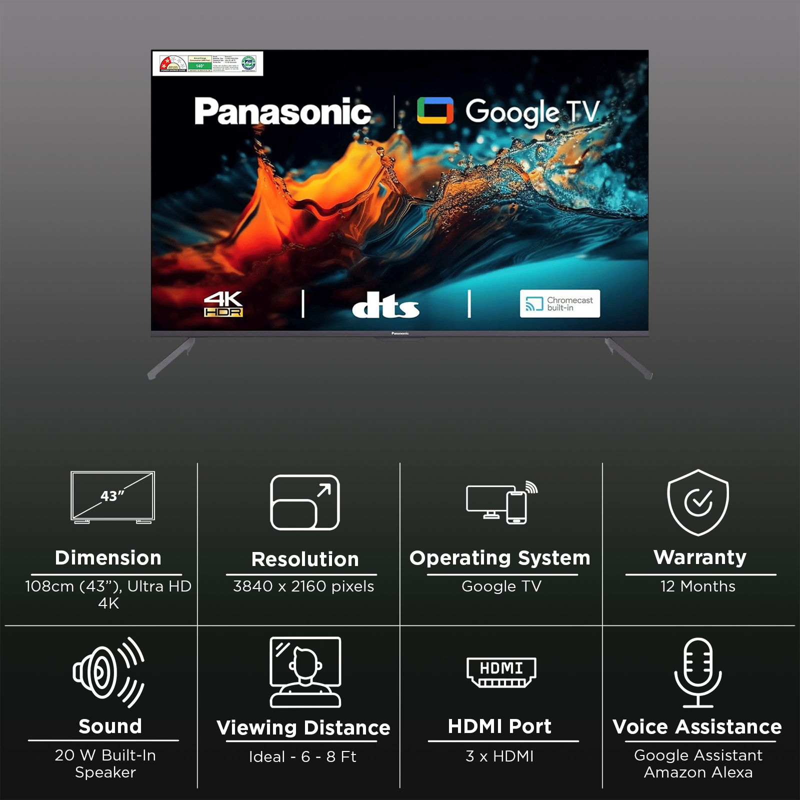 Panasonic MX Series 109 cm (43 inch) 4K Ultra HD LED Google TV with Google Assistant Panasonic MX Series 109 cm (43 inch) 4K Ultra HD LED Google TV with Google Assistant_3