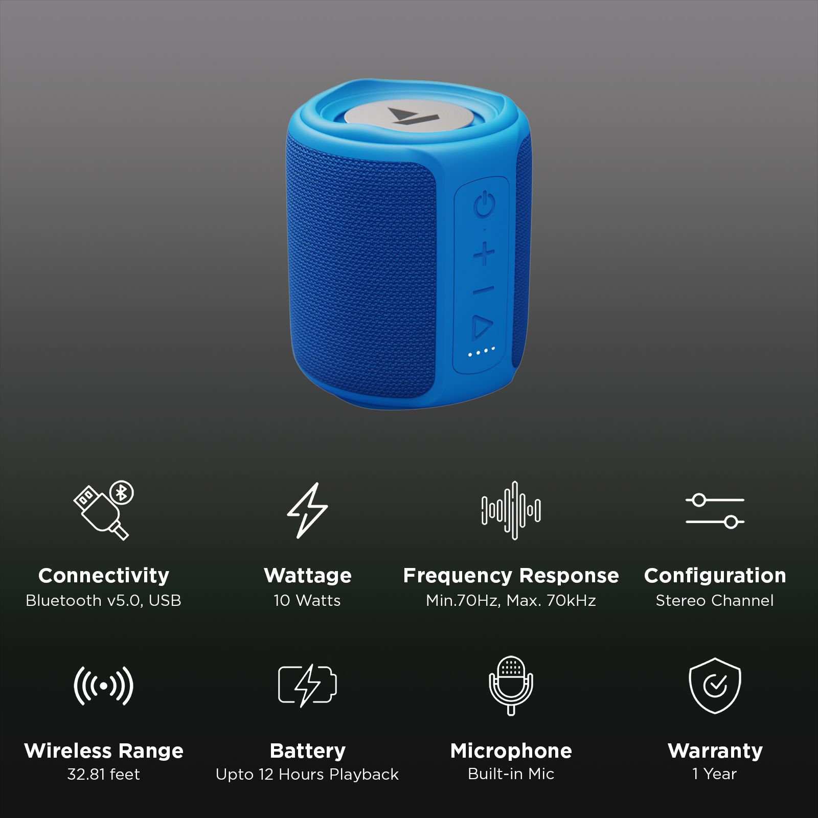 boAt Stone 358 10W Portable Bluetooth Speaker (IPX7 Water Resistant, Multi-Compatibility Modes, Stereo Channel, Royal Blue)_3