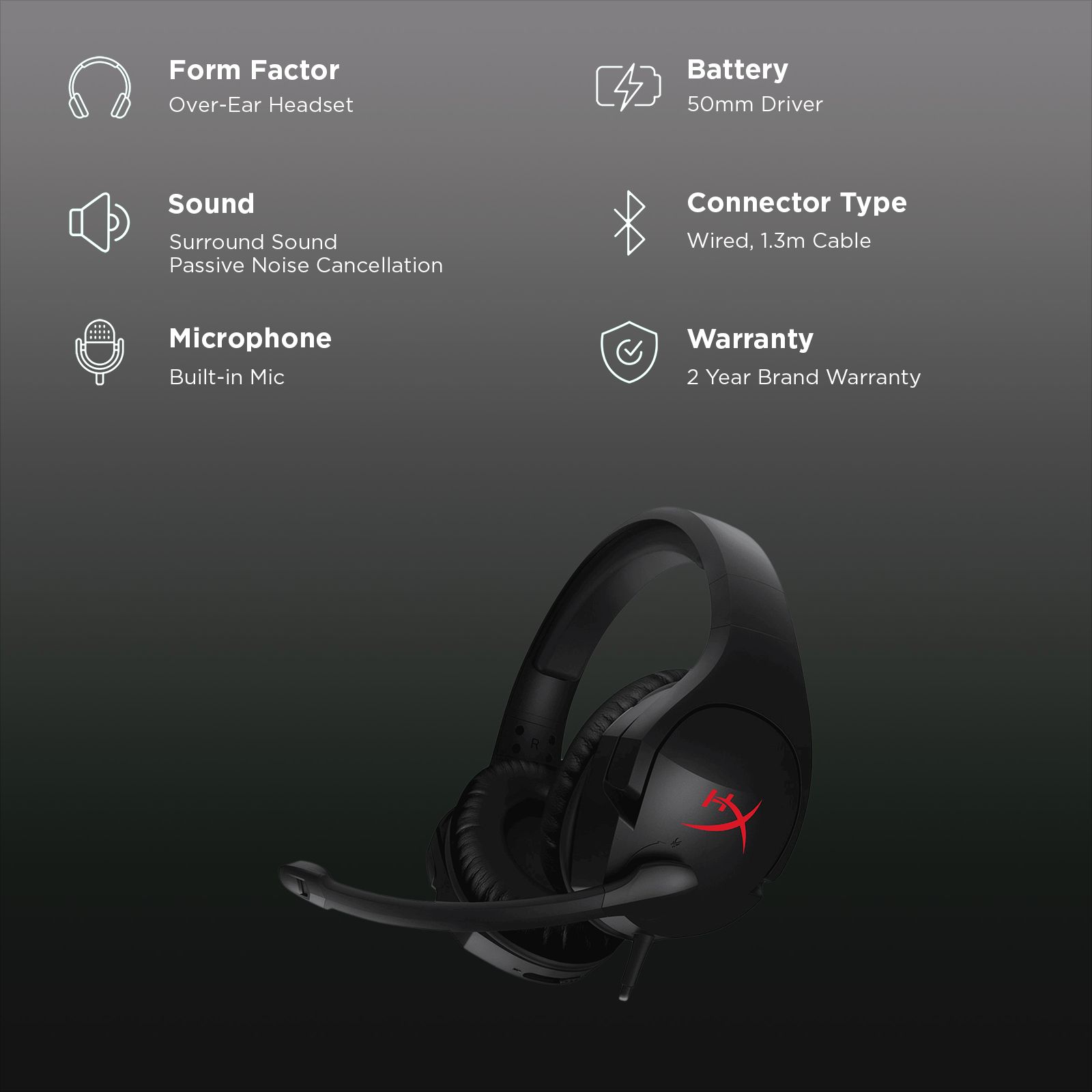 HyperX Cloud Stinger 4P5L7AB Wired Gaming Headset with Passive Noise Cancellation (Multi-platform Compatibility, Over Ear, Black)_2