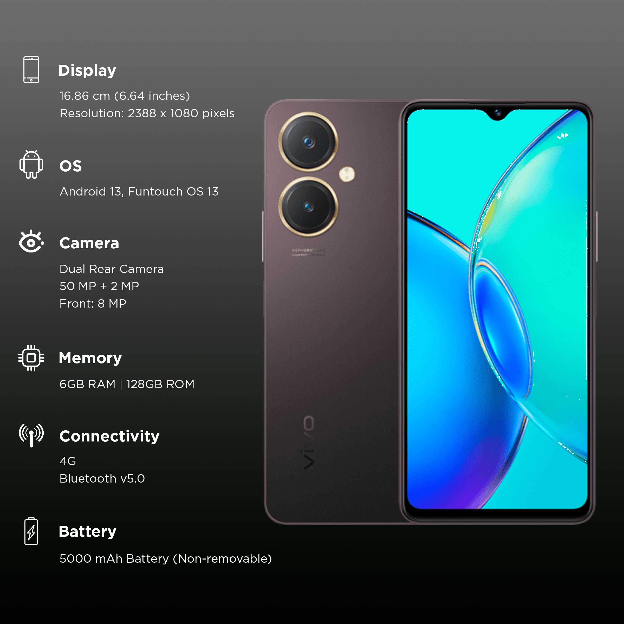 vivo Y27 4G (6GB RAM, 128GB, Burgundy Black) vivo Y27 4G (6GB RAM, 128GB, Burgundy Black)_3