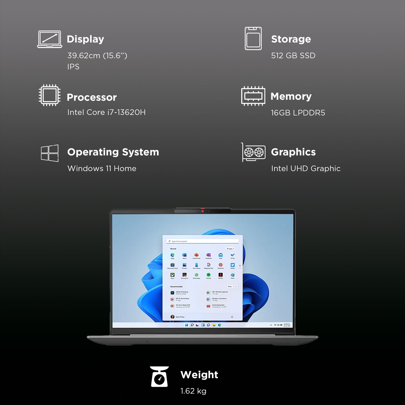 Lenovo IdeaPad Slim 3 GXIN Intel Core i7 13th Gen (15.6 inch, 16GB, 512GB, Windows 11 Home, MS Office 2021, Intel UHD Graphics, WUXGA IPS Display, Arctic Grey, 83EM00GXIN) Lenovo IdeaPad Slim 3 GXIN Intel Core i7 13th Gen (15.6 inch, 16GB, 512GB, Windows 11 Home, MS Office 2021, Intel UHD Graphics, WUXGA IPS Display, Arctic Grey, 83EM00GXIN)_3