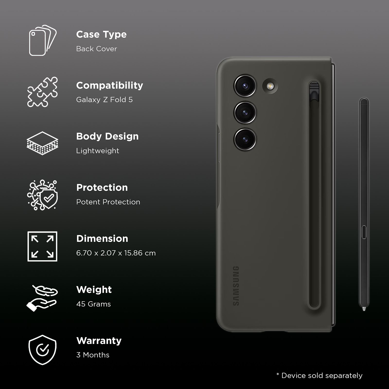 SAMSUNG Back Case for Galaxy Z Fold5 (Built-in S Pen Slot, Graphite) SAMSUNG Back Case for Galaxy Z Fold5 (Built-in S Pen Slot, Graphite)_2
