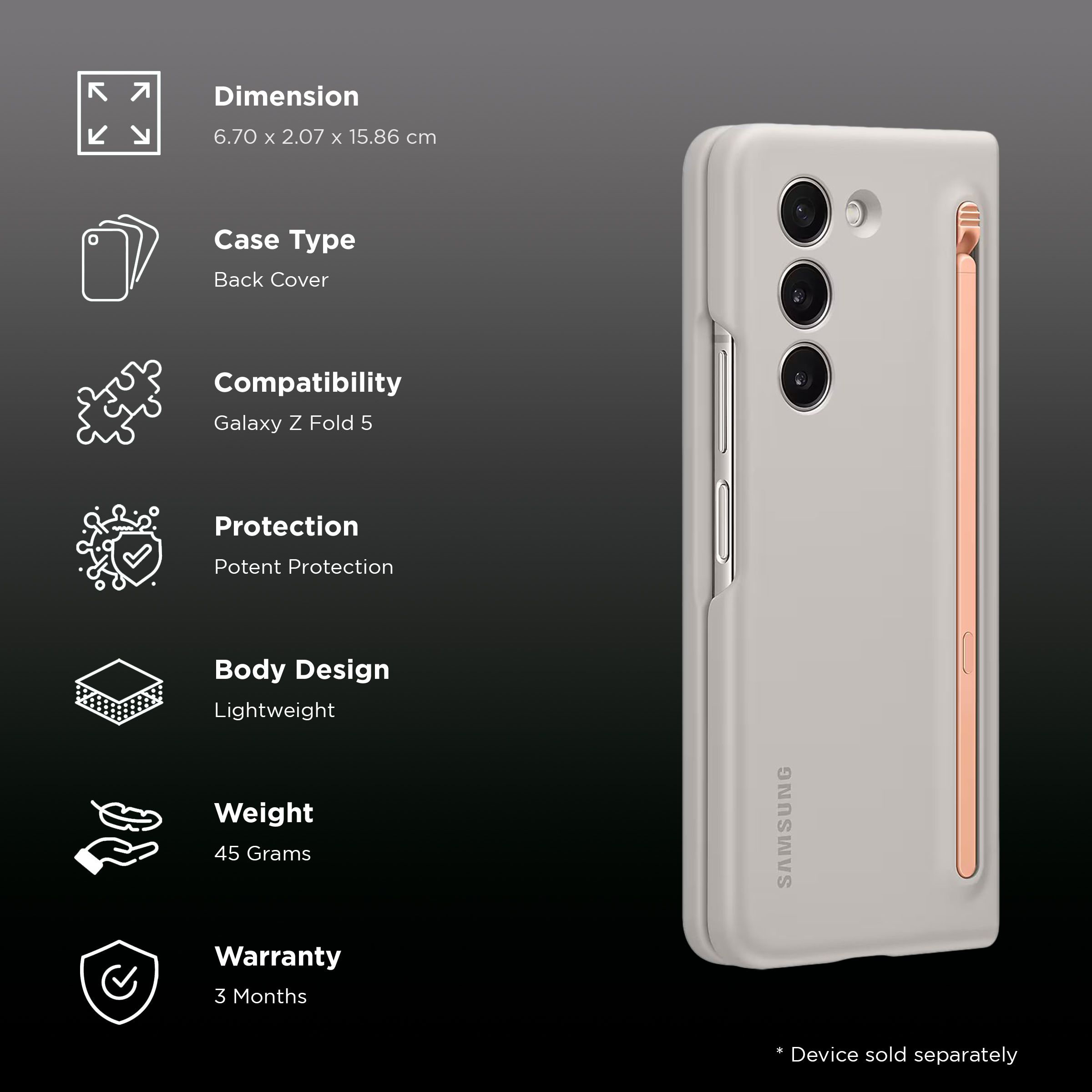 SAMSUNG Soft Back Case for Galaxy Z Fold5 (Built-in S Pen Slot, Sand) SAMSUNG Soft Back Case for Galaxy Z Fold5 (Built-in S Pen Slot, Sand)_2