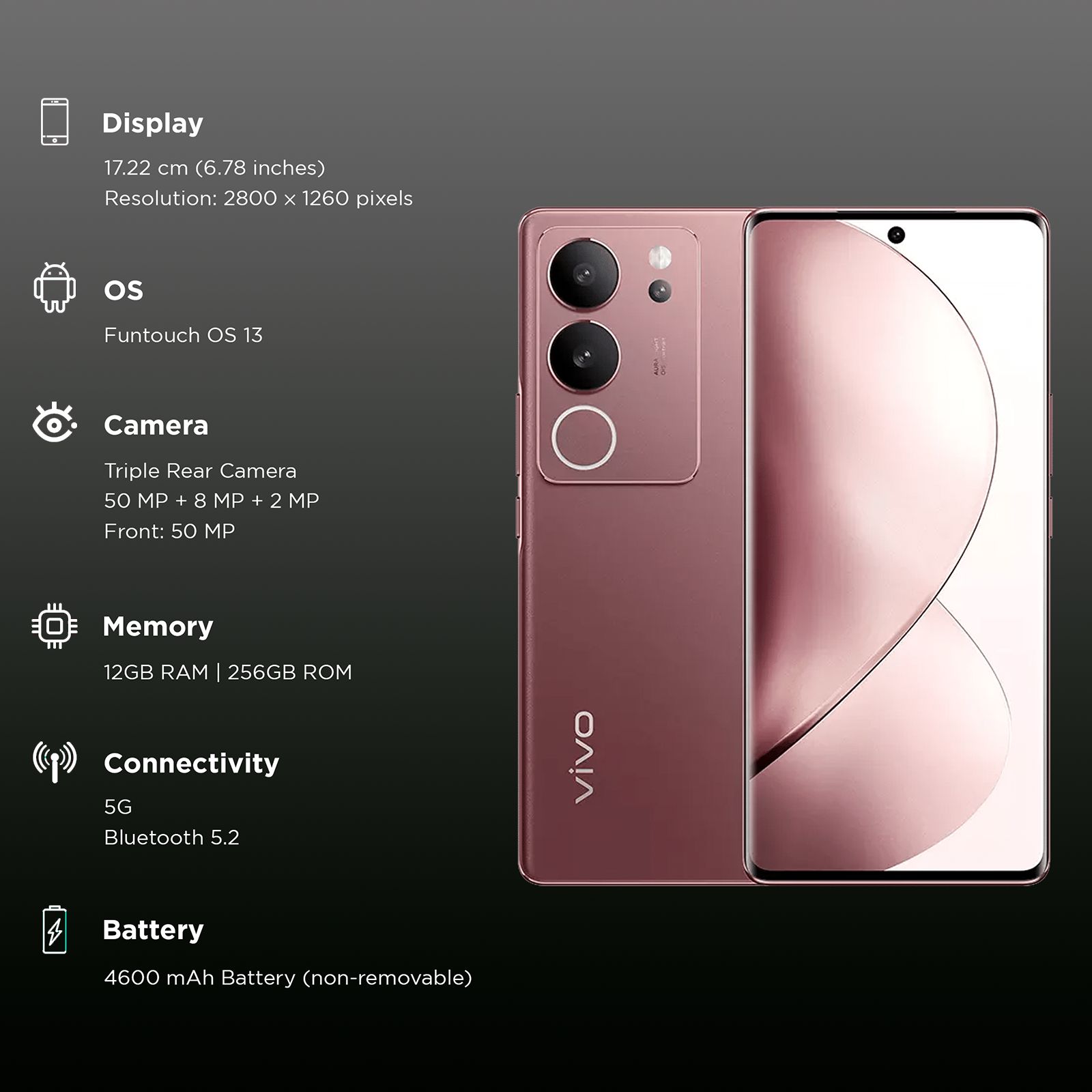vivo V29 5G (12GB RAM, 256GB, Majestic Red) vivo V29 5G (12GB RAM, 256GB, Majestic Red)_3
