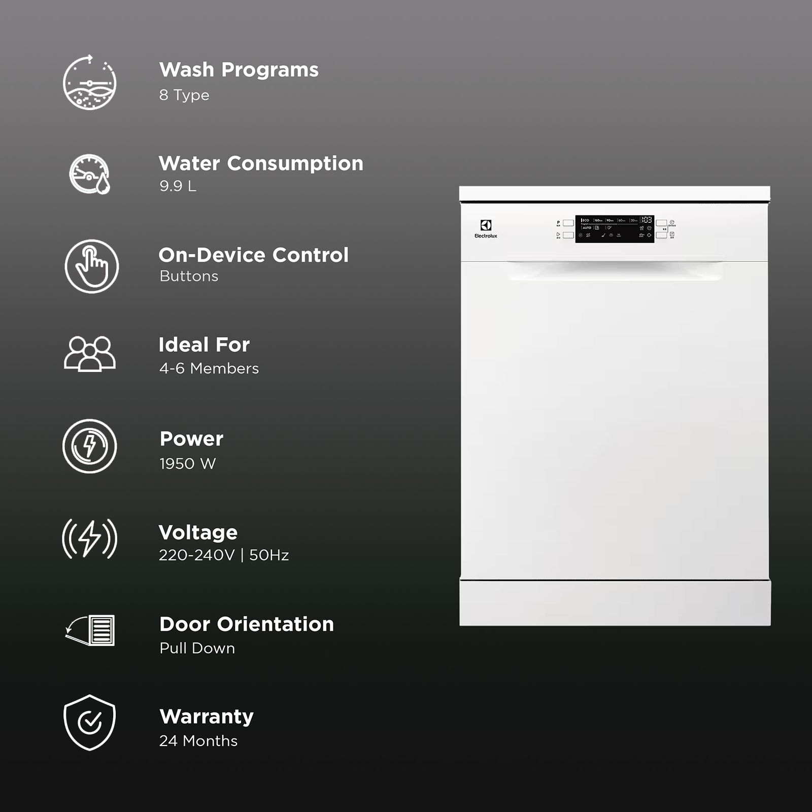 Electrolux UltimateCare 300 13 Place Settings Free Standing Dishwasher with Anti Flood System (White) Electrolux UltimateCare 300 13 Place Settings Free Standing Dishwasher with Anti Flood System (White)_3