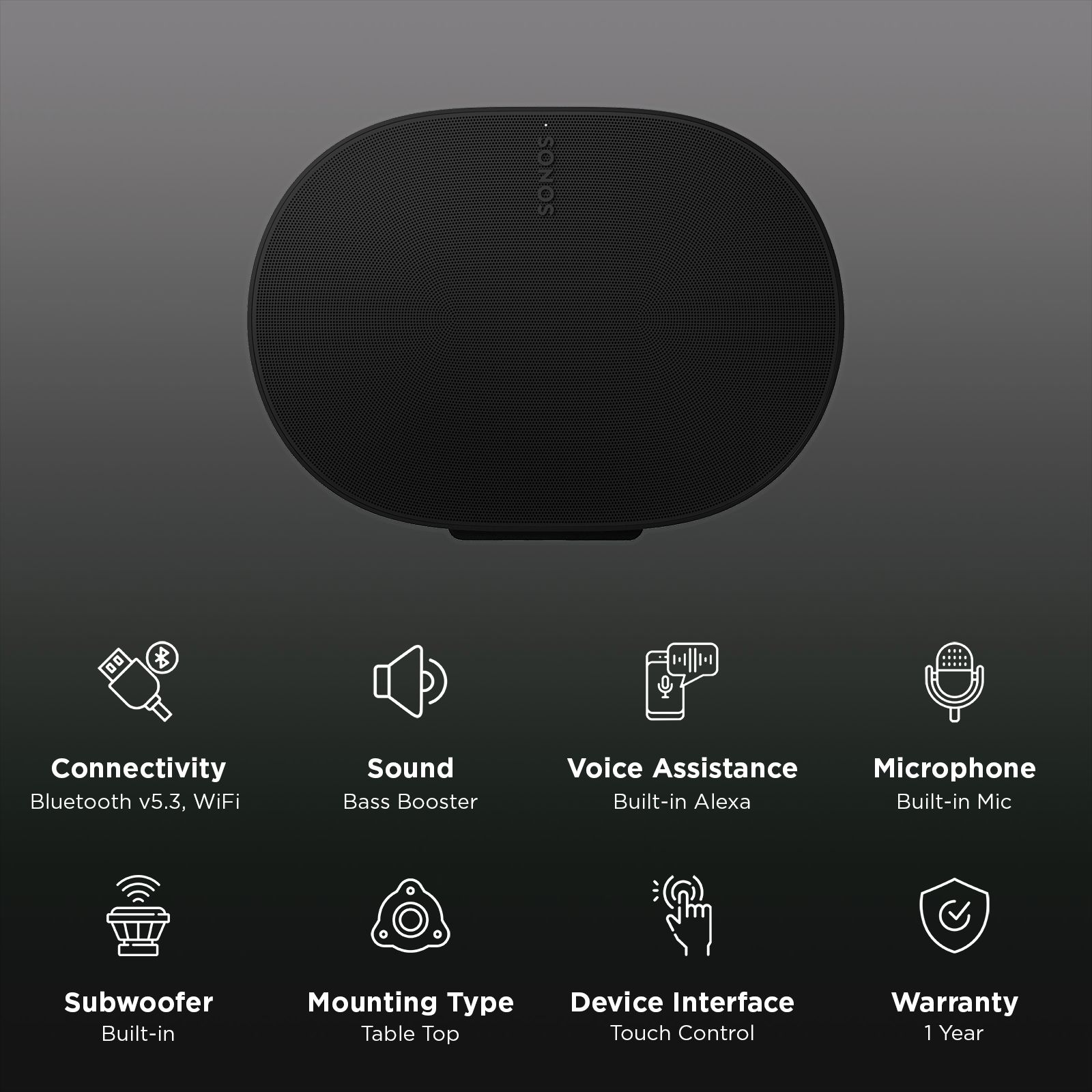 SONOS Era 300 (Gen 2) with Built-in Alexa Smart Wi-Fi Speaker (Touch Control, Black)_3