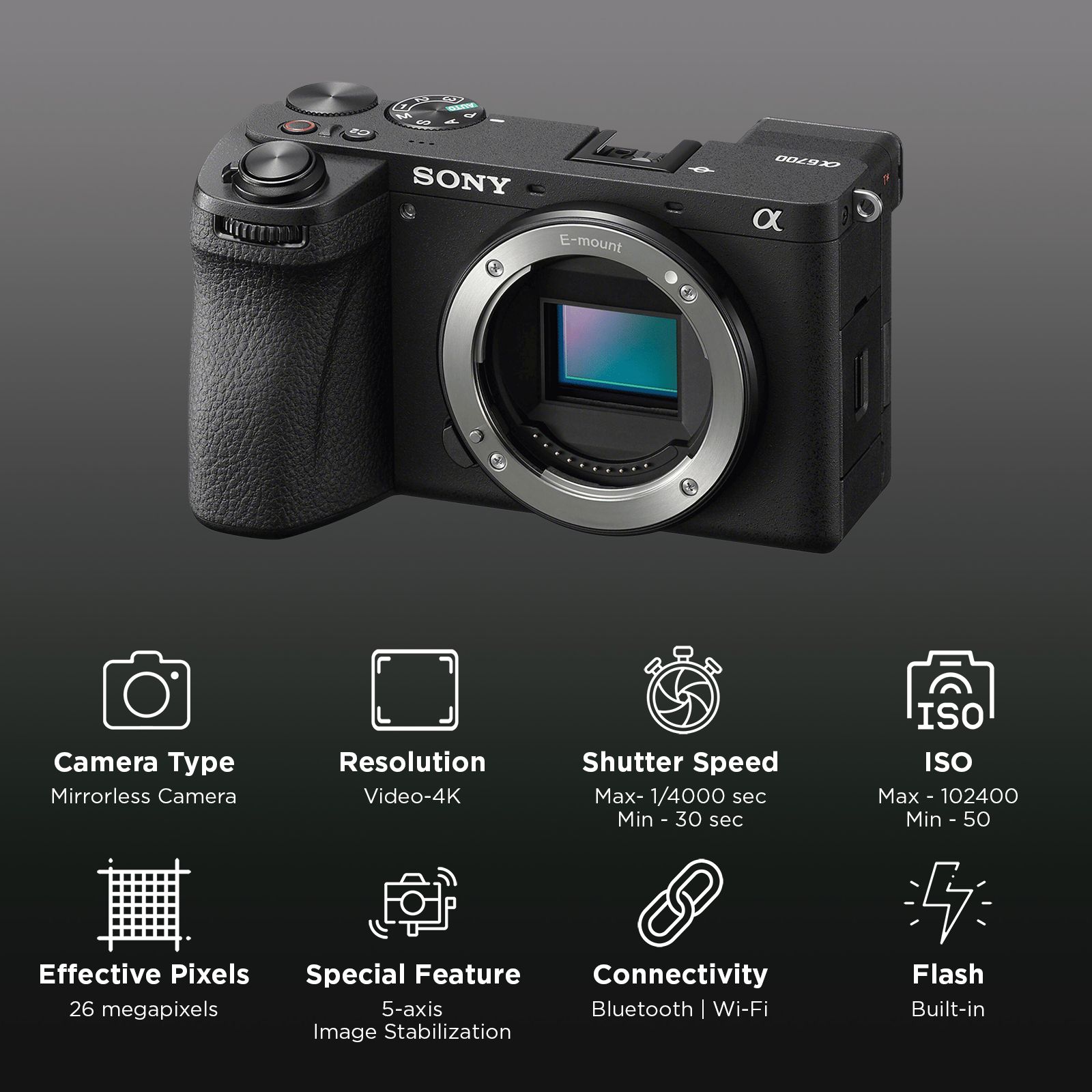SONY Alpha 6700 26MP Mirrorless Camera (Body Only, 23.3 x 15.5 mm Sensor, BIONZ XR Image Processor)_2