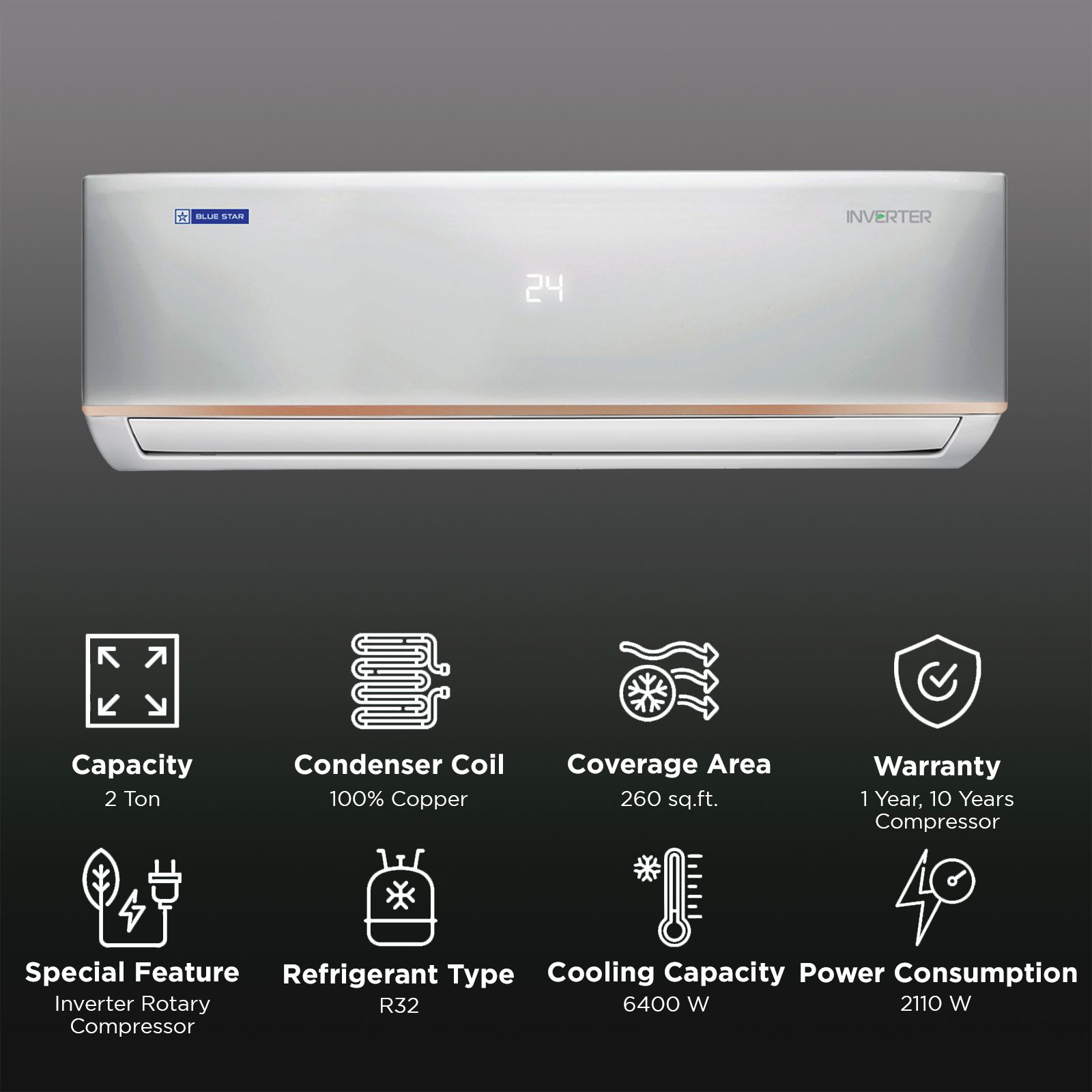 Blue Star D Series 5 in 1 Convertible 2 Ton 3 Star Hot & Cold Split AC with Nano BluProtect Technology (Copper Condenser, IA324DNUHC) Blue Star D Series 5 in 1 Convertible 2 Ton 3 Star Hot & Cold Split AC with Nano BluProtect Technology (Copper Condenser, IA324DNUHC)_2