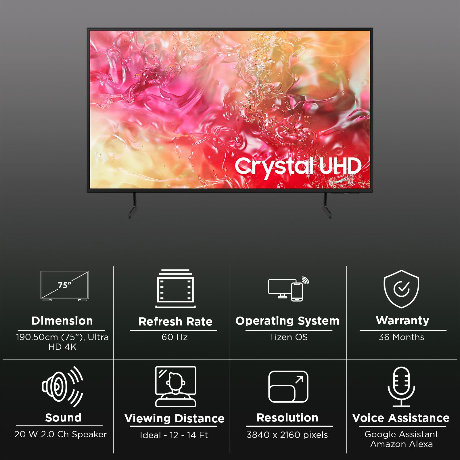 SAMSUNG DU7700 190 cm (75 inch) 4K Ultra HD LED Smart Tizen TV with Motion Xcelerator (2024 model) SAMSUNG DU7700 190 cm (75 inch) 4K Ultra HD LED Smart Tizen TV with Motion Xcelerator (2024 model)_3