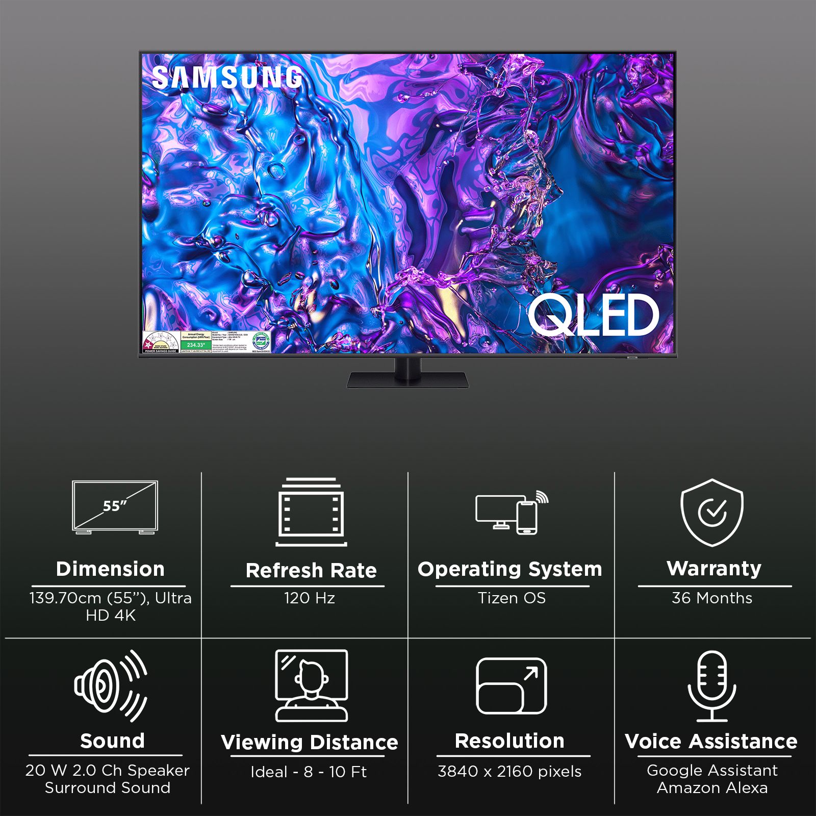 SAMSUNG Q70D 140 cm (55 inch) QLED 4K Ultra HD Smart Tizen TV with Supreme UHD Dimming (2024 model)_3
