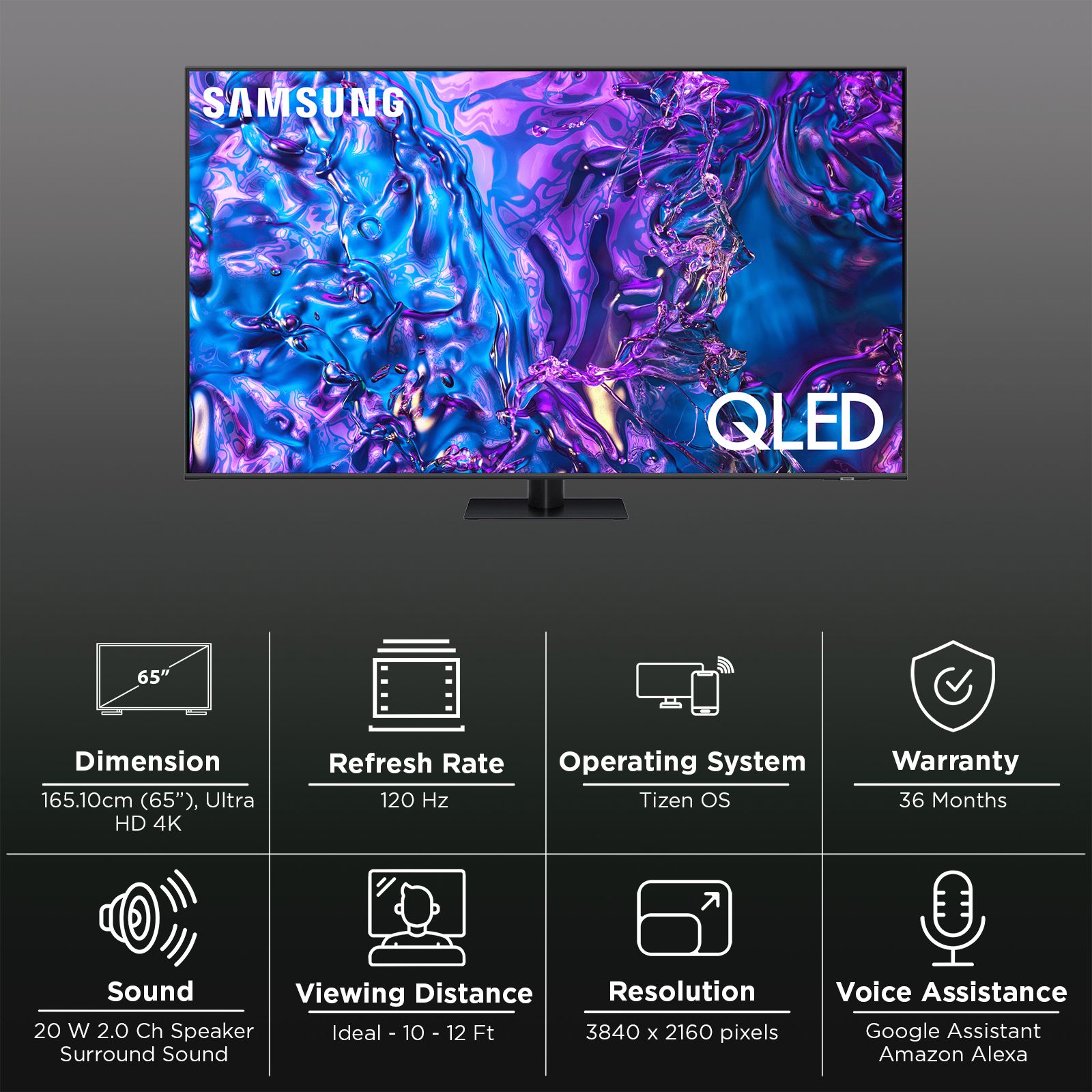 SAMSUNG Q70D 165 cm (65 inch) QLED 4K Ultra HD Smart Tizen TV with Supreme UHD Dimming (2024 model)_3