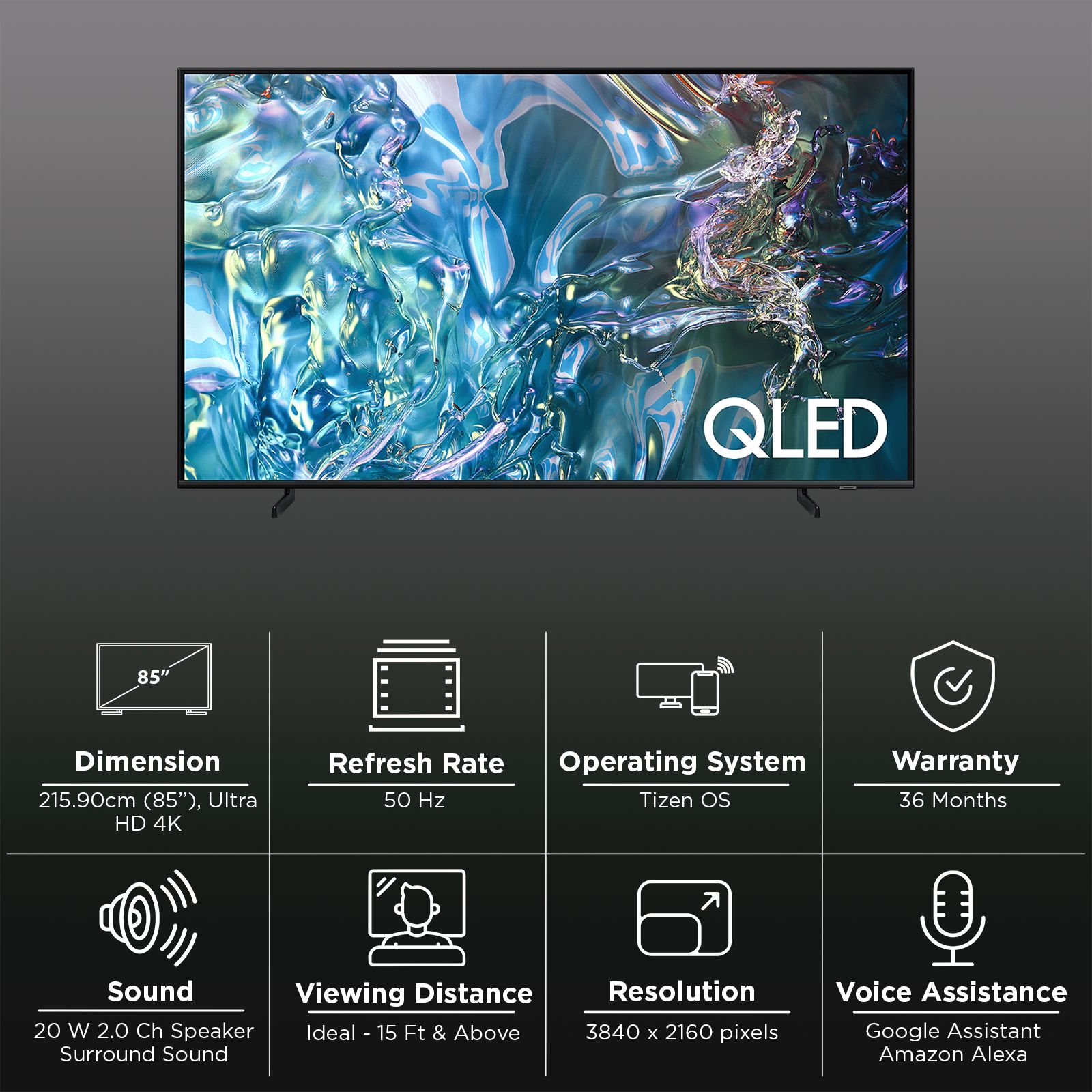 SAMSUNG Q60D 215 cm (85 inch) QLED 4K Ultra HD Smart Tizen TV with 4K Upscaling (2024 model)_3